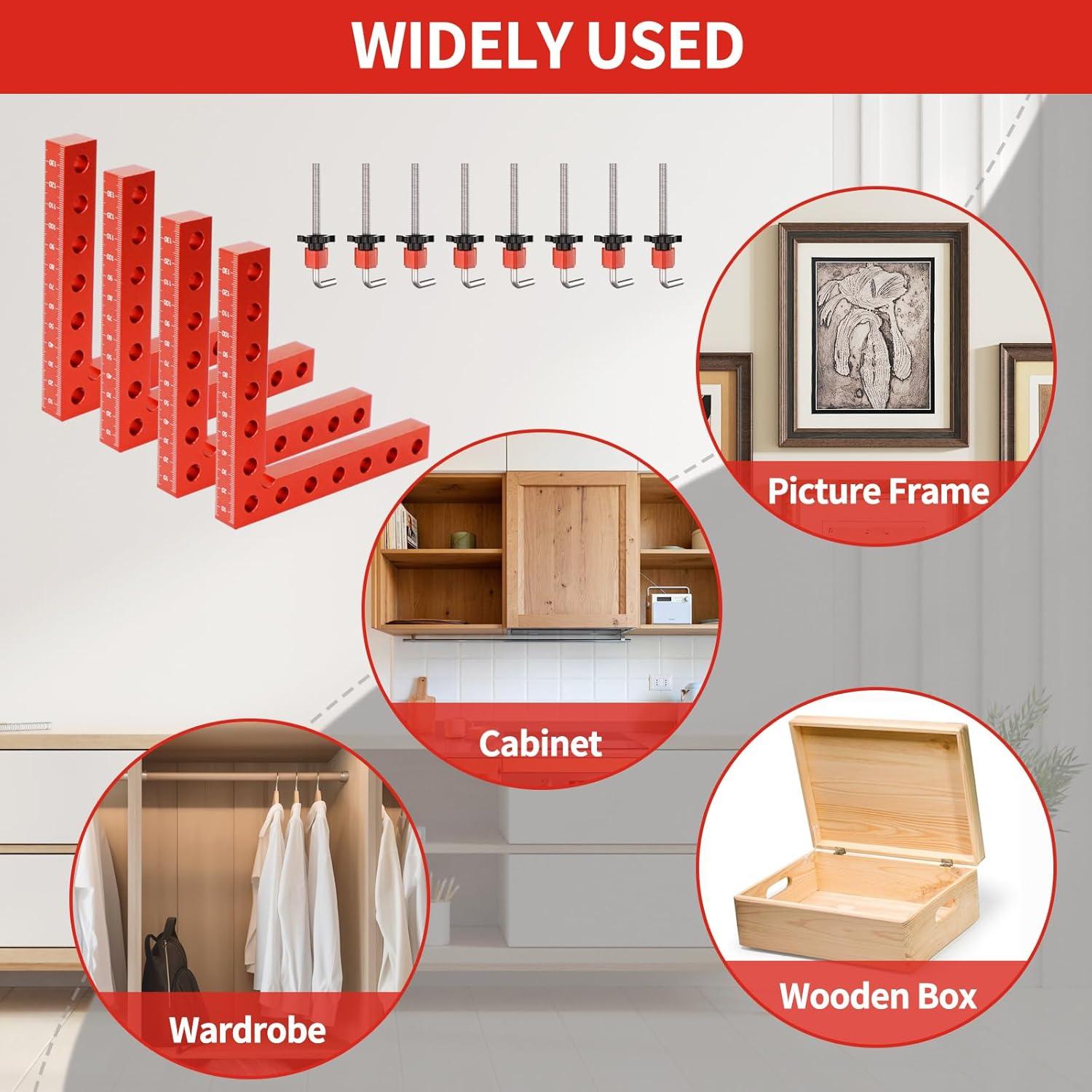 Abrazaderas de Esquina WolfPawn, Paquete de 4, Aluminio 90°