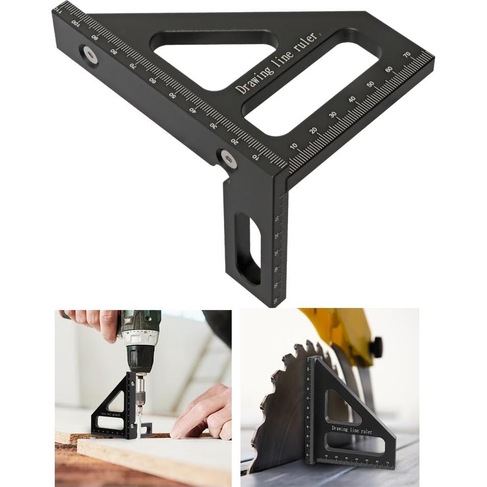 Regla de Medición Multi-Angulo KETIPED 112mm Aluminio Negro