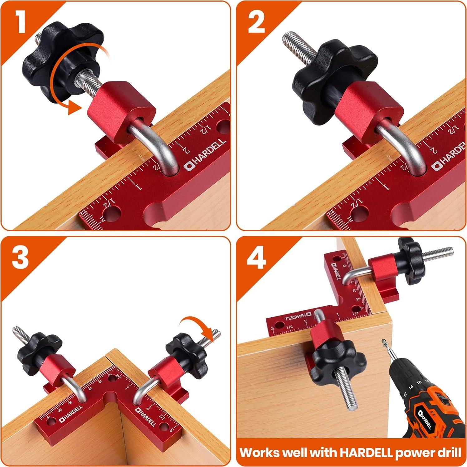 Cuadrados de Posicionamiento 90° HARDELL 80mm Aluminio 4 Pack