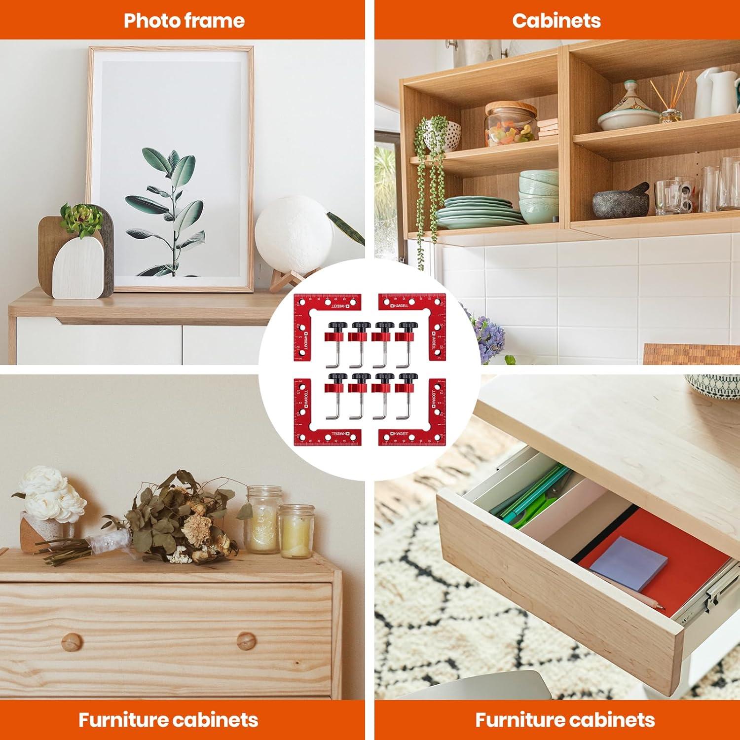 Cuadrados de Posicionamiento 90° HARDELL 80mm Aluminio 4 Pack