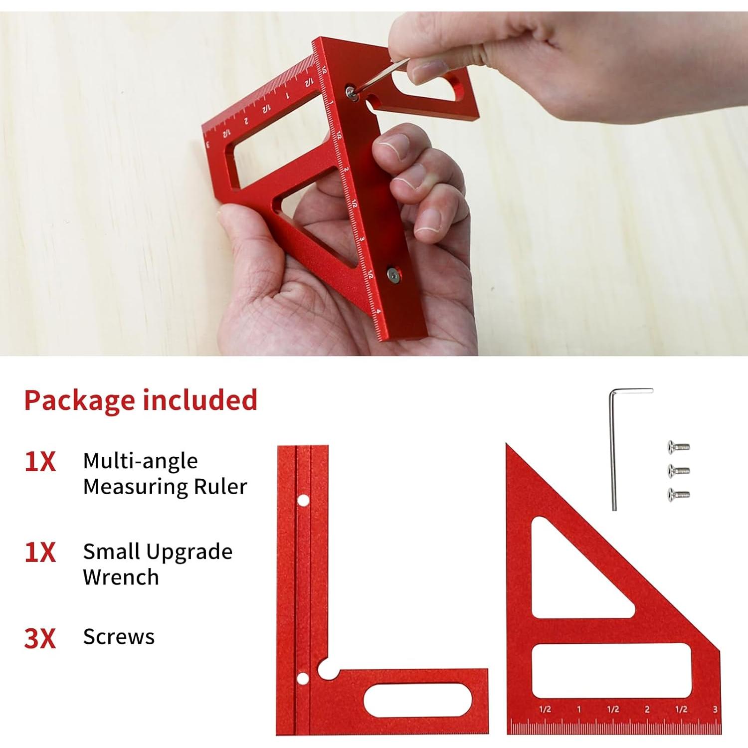 Regla de Medición Multi-Angulo 3D WolfPawn - Aluminio 45/90°