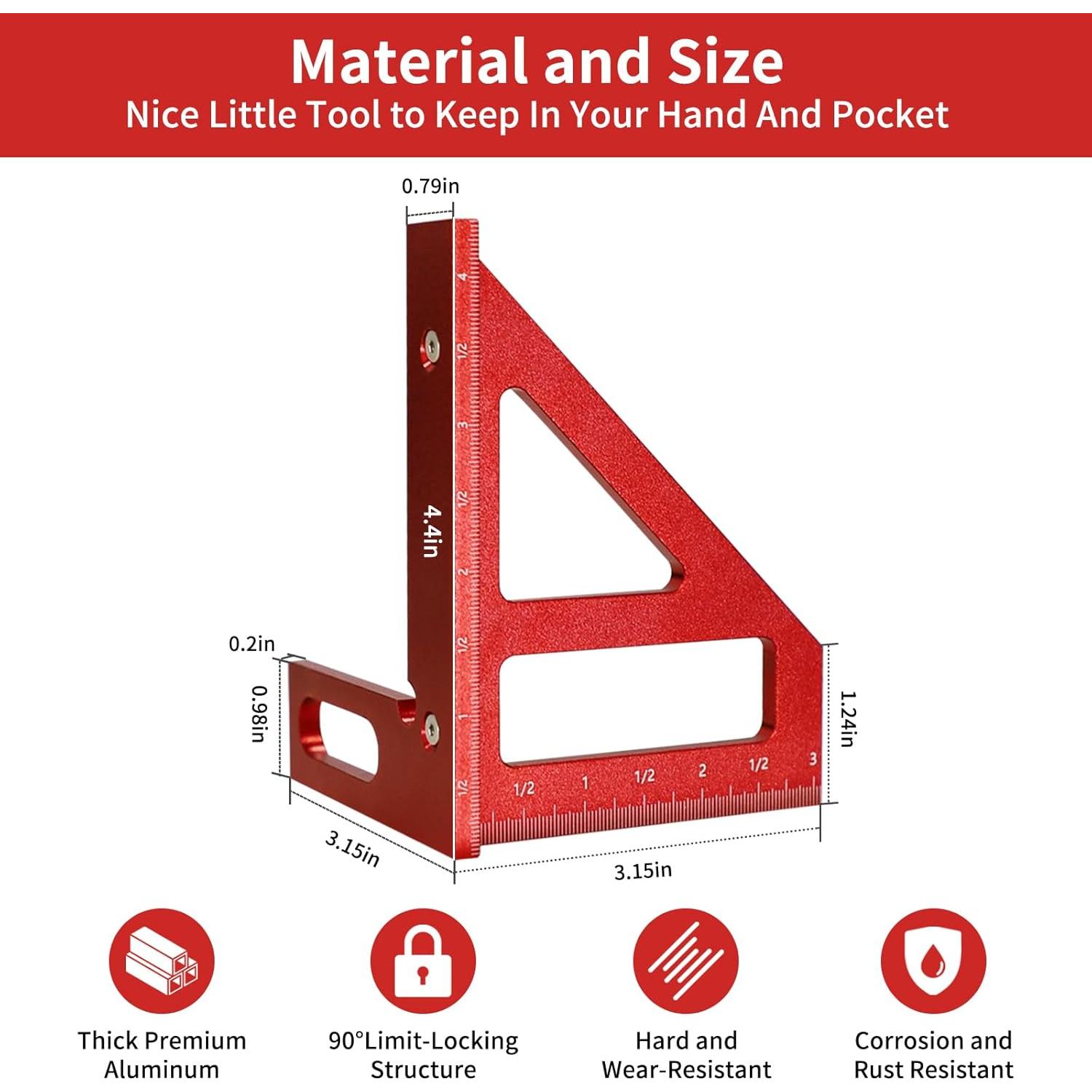 Regla de Medición Multi-Angulo 3D WolfPawn - Aluminio 45/90°