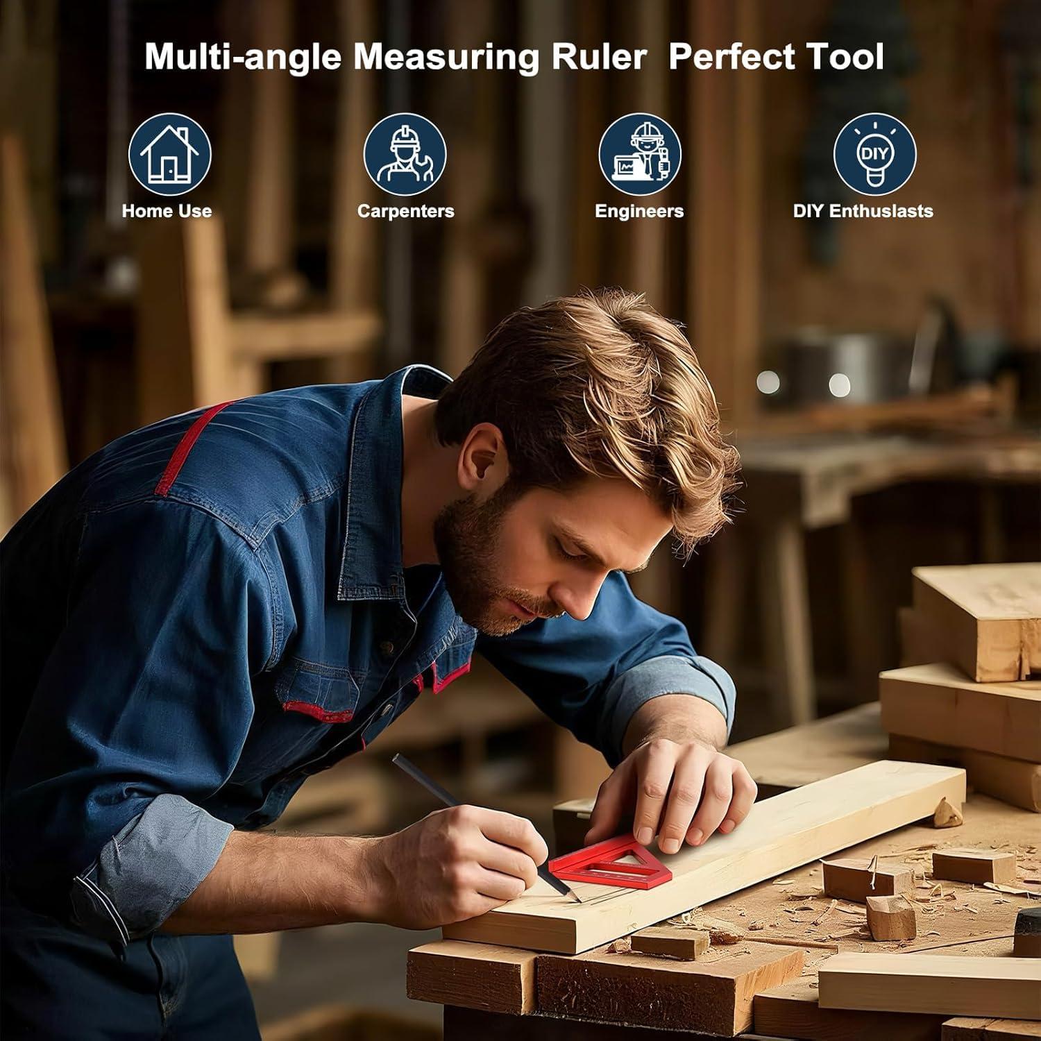 Regla de Medición Multi-Angulo 3D WolfPawn - Aluminio 45/90°