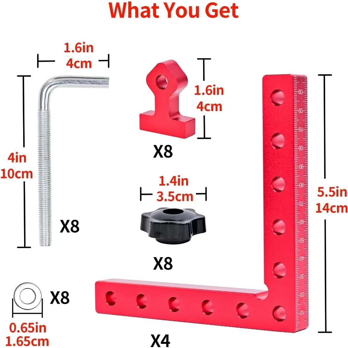 Abrazaderas de Esquina 90° YIZDONE - Aluminio 14 cm - Paquete de 4