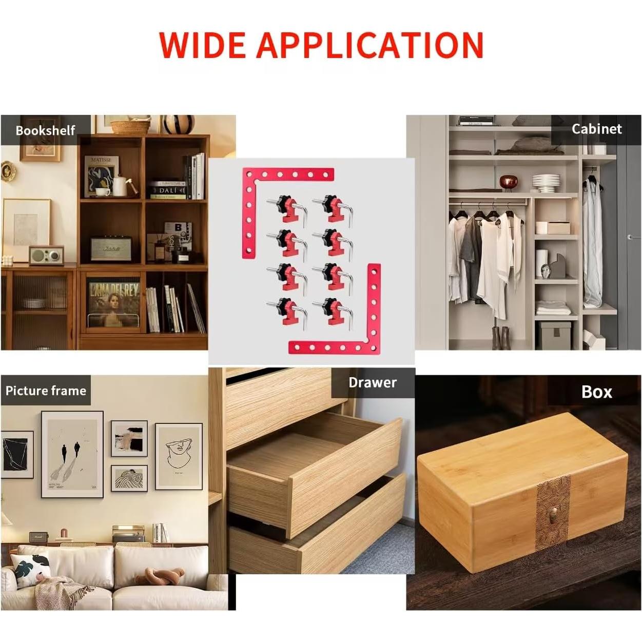 Abrazaderas de Esquina 90° YIZDONE - Aluminio 14 cm - Paquete de 4