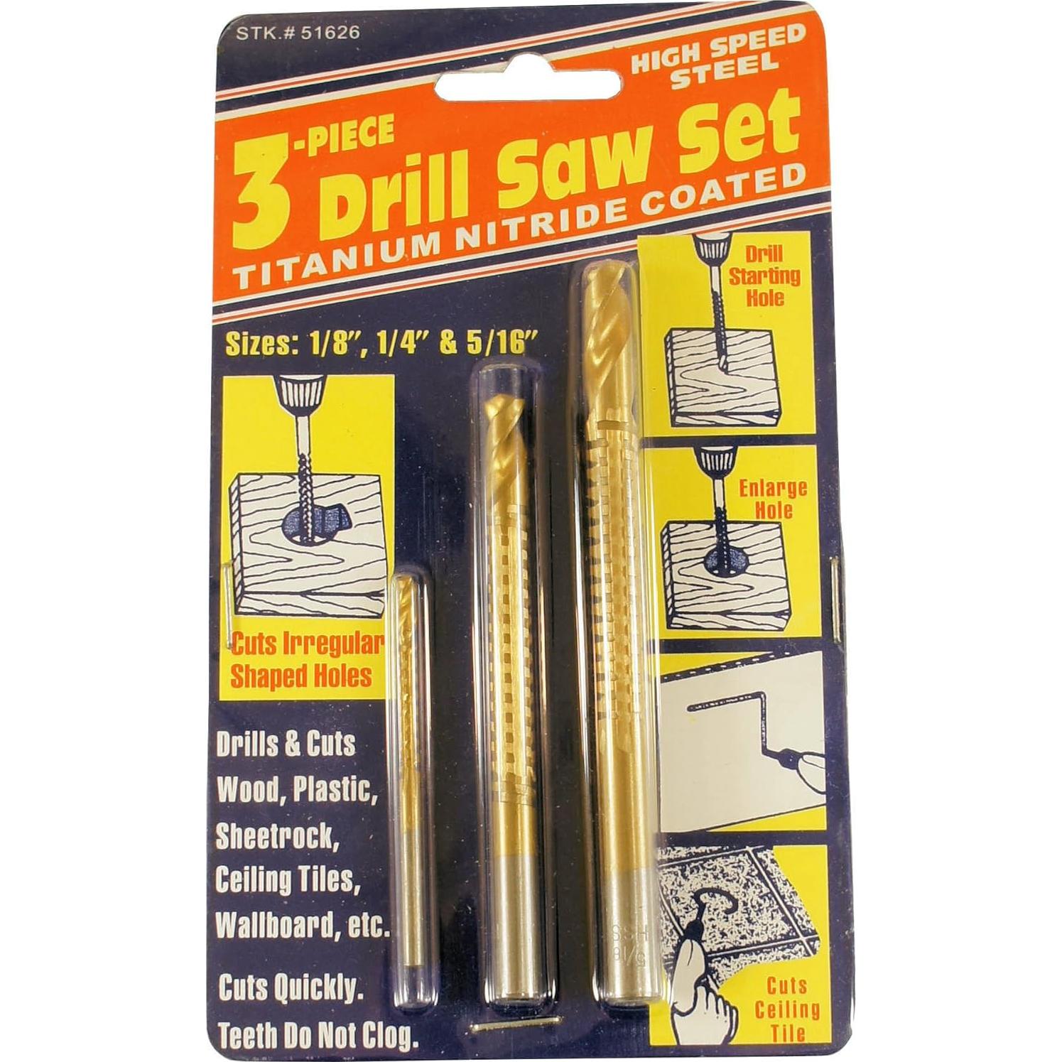 Juego de Taladros de Raspado Mayhew 3 Piezas Nitruro Titanio