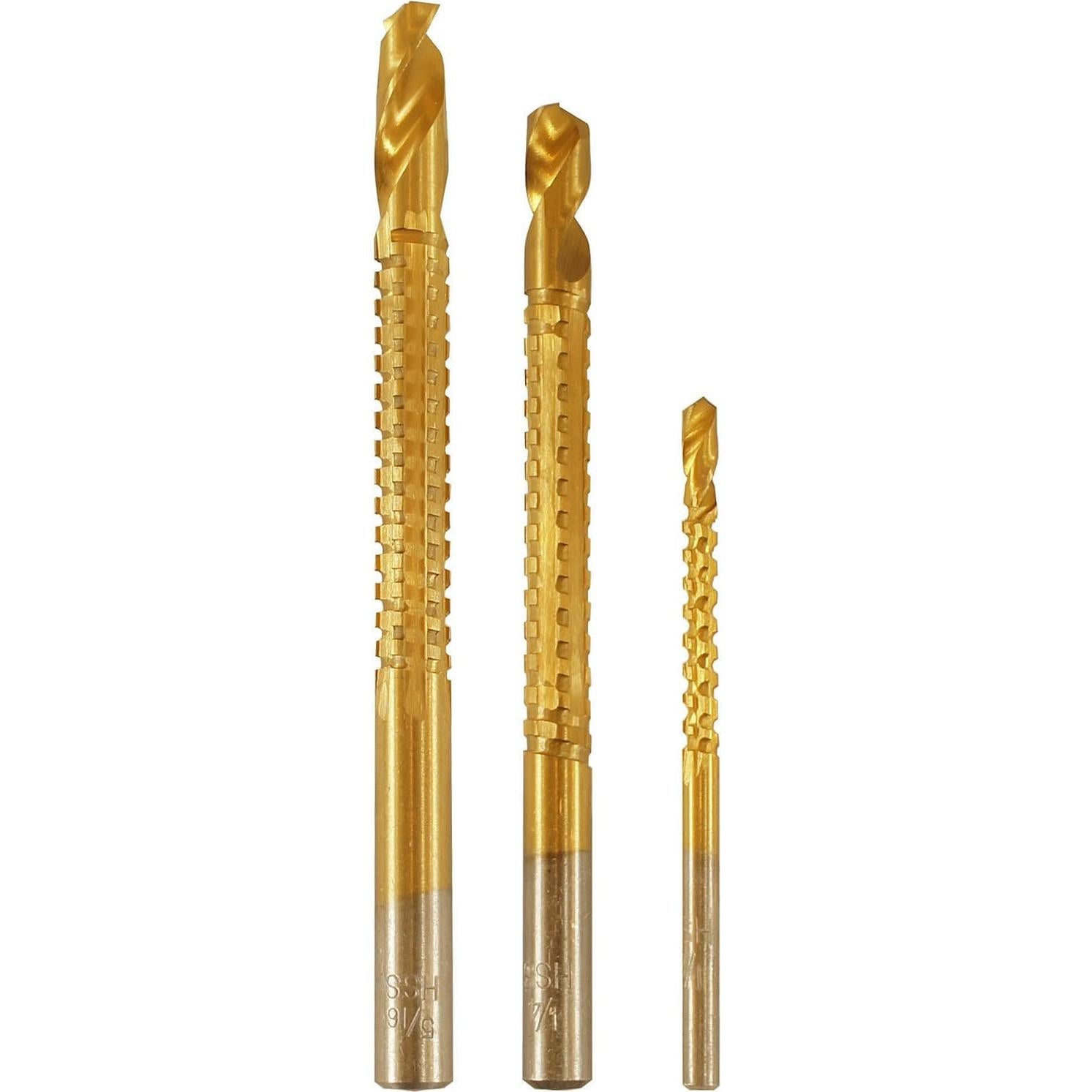 Juego de Taladros de Raspado Mayhew 3 Piezas Nitruro Titanio