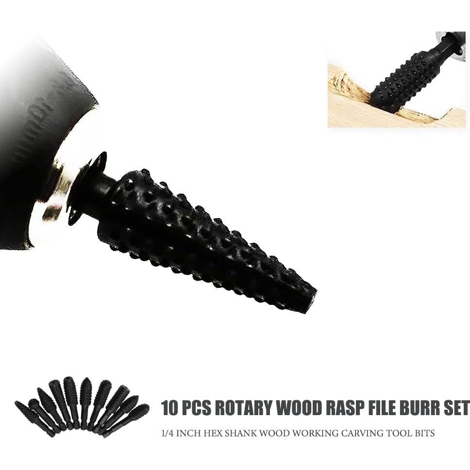 Set de 10 Fresas Rotativas para Carpintería Atskonnen 6.35mm