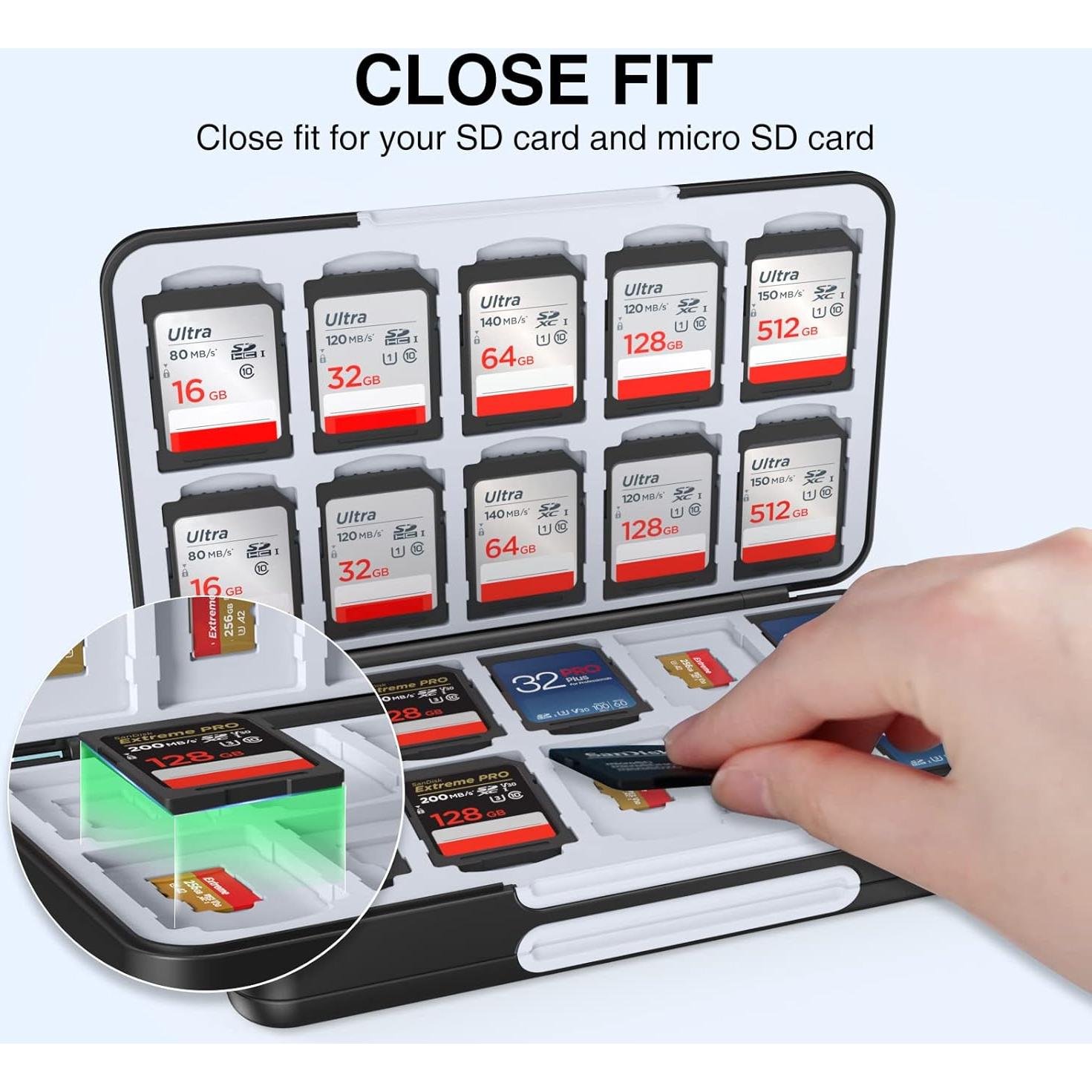 Funda Portátil HEIYING para 40 Tarjetas SD y Micro SD - Negra