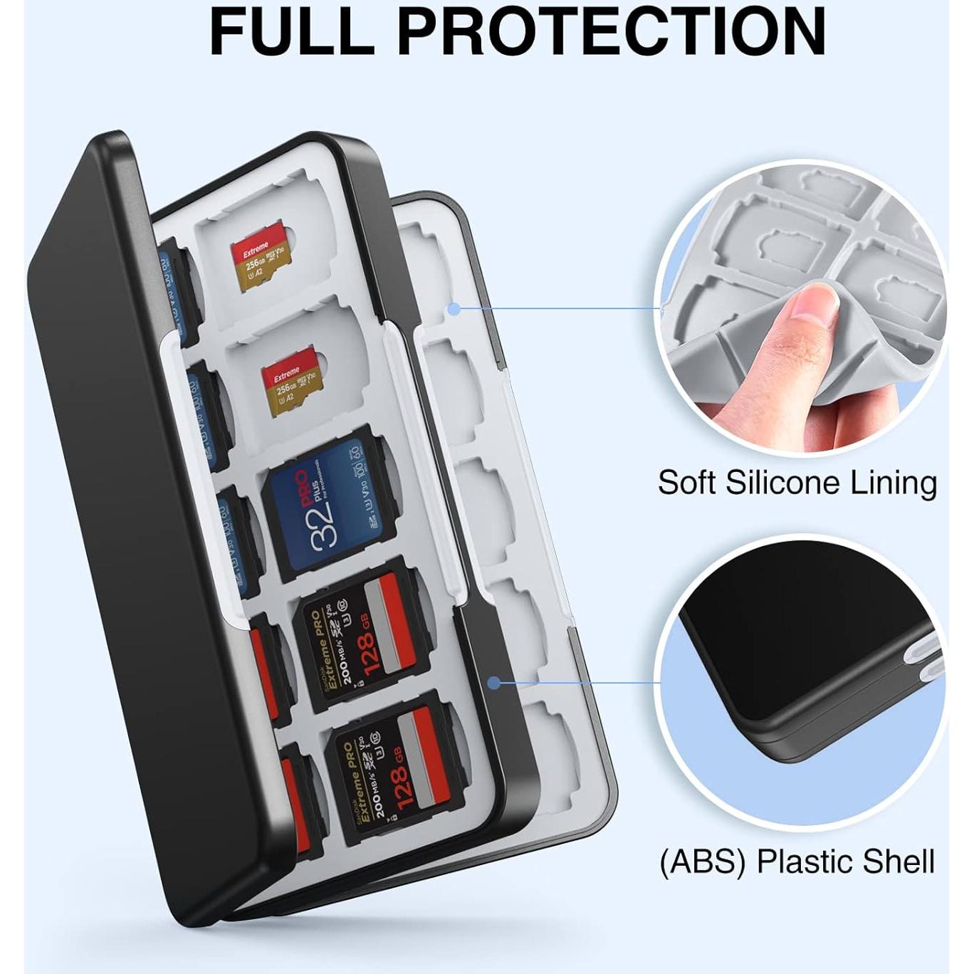 Funda Portátil HEIYING para 40 Tarjetas SD y Micro SD - Negra