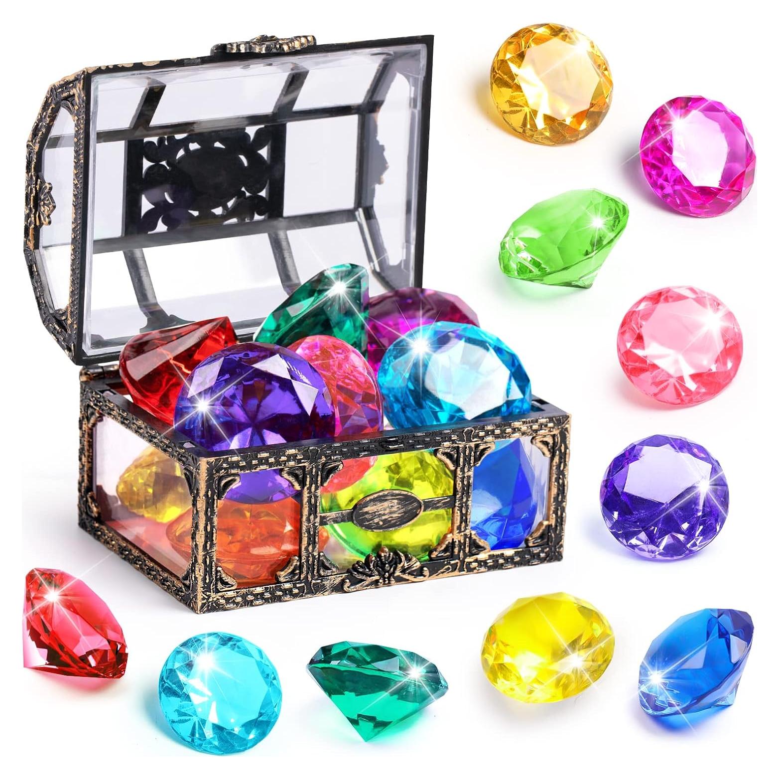 Juguete de Buceo DISHIO 10 Gemas Coloridas con Cofre