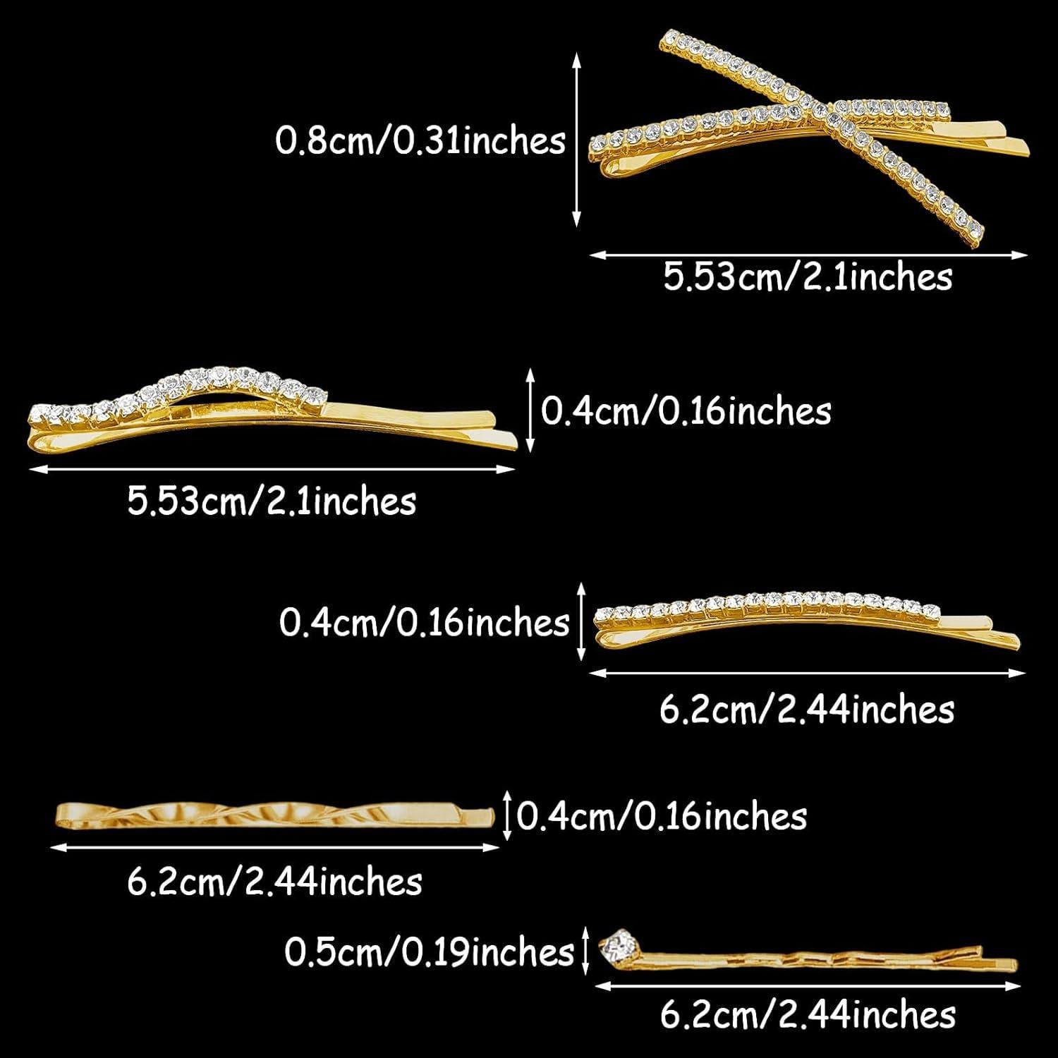 Conjunto 16 Clips de Pelo Dorados Rhinestone SHEHARUHI