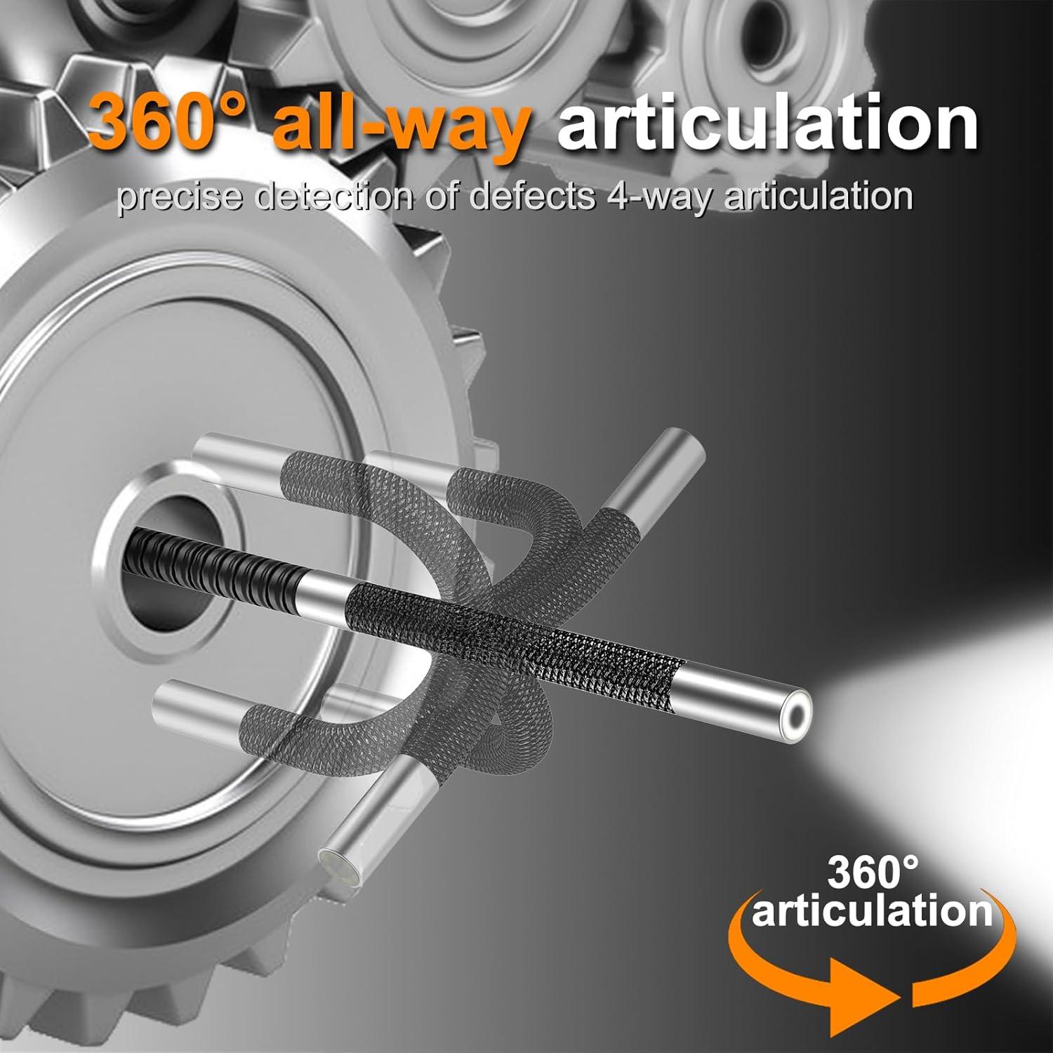 Cámara Borescopio Articulada 1.0M HD 1080P con Luz 5"