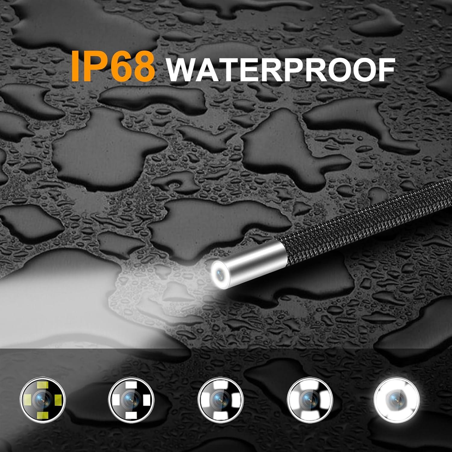 Cámara Borescopio Articulada 1.0M HD 1080P con Luz 5"