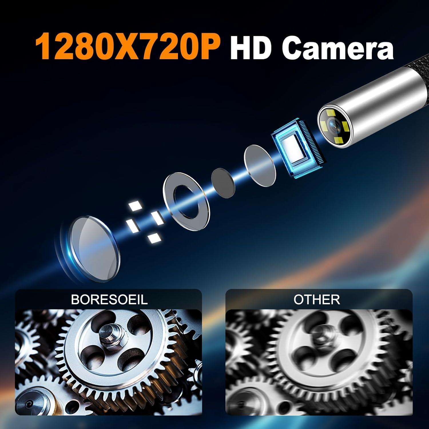 Cámara Borescopio Articulada 1.0M HD 1080P con Luz 5"