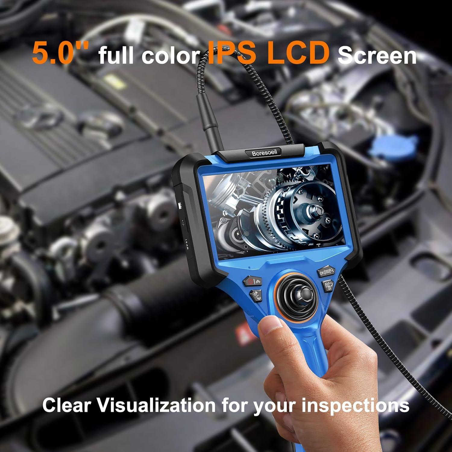 Cámara Borescopio Articulada 1.0M HD 1080P con Luz 5"