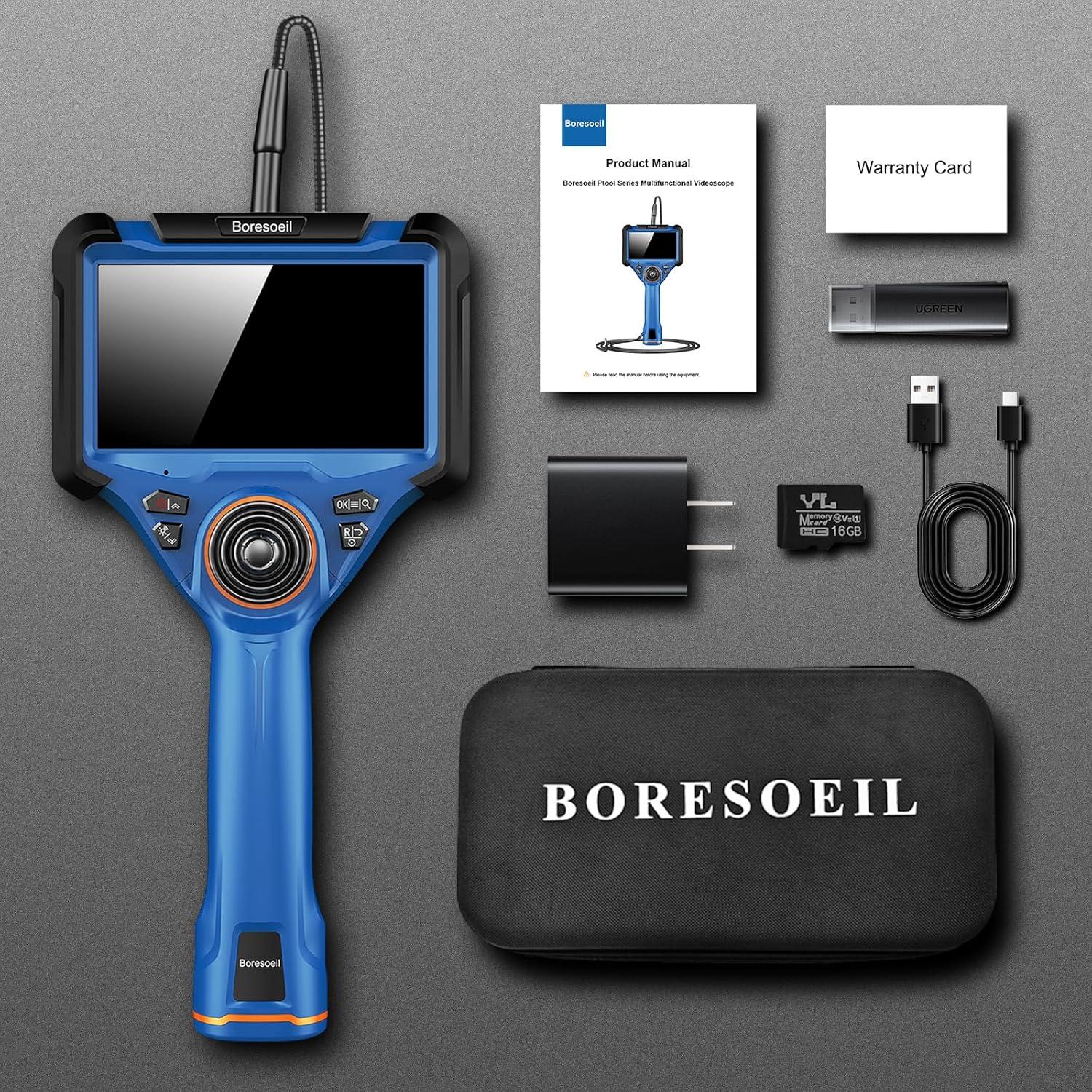 Cámara Borescopio Articulada 1.0M HD 1080P con Luz 5"