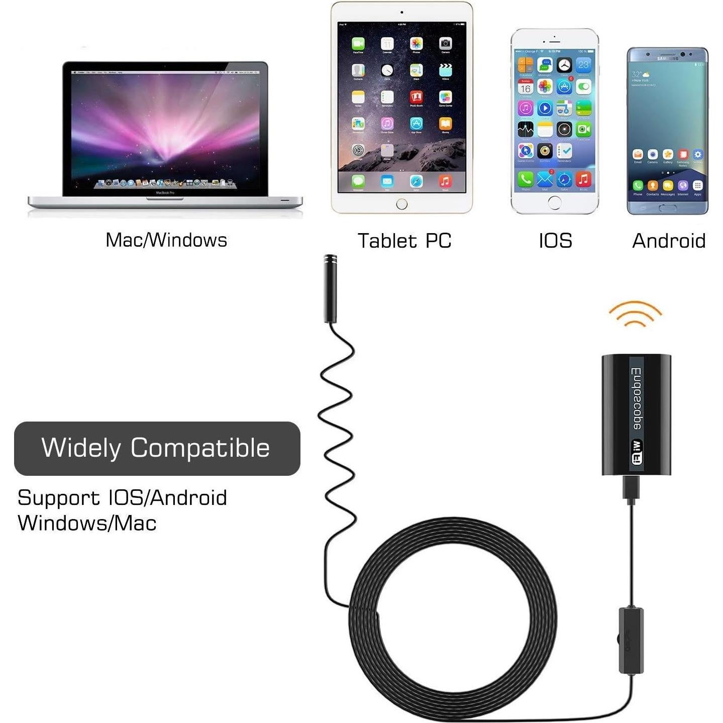 Endoscopio WiFi IPS IP Smart 2MP 5M Inalámbrico con Luz LED