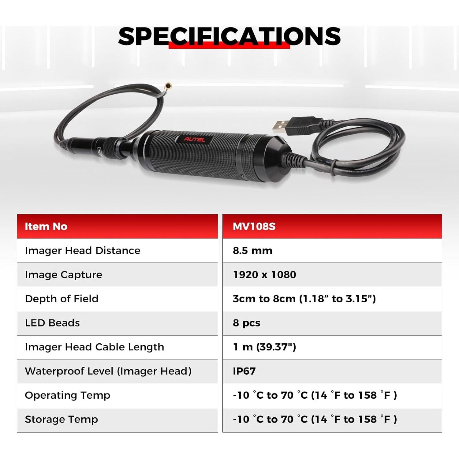 Cámara de Inspección Digital Autel MV108S 8.5mm HD