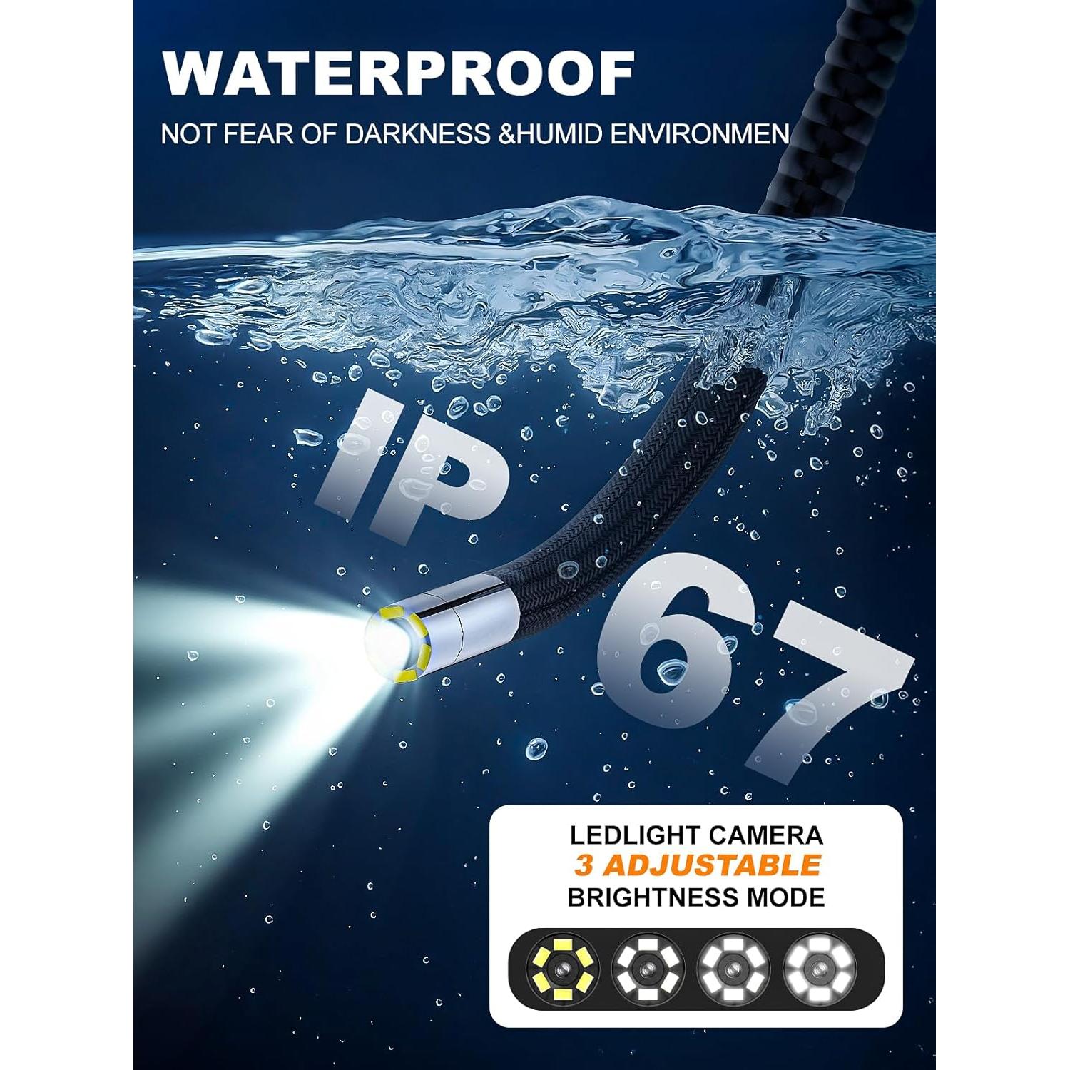 Borescopio Articulado GearView 5" 1080P IP67 Luz LED 6.2mm