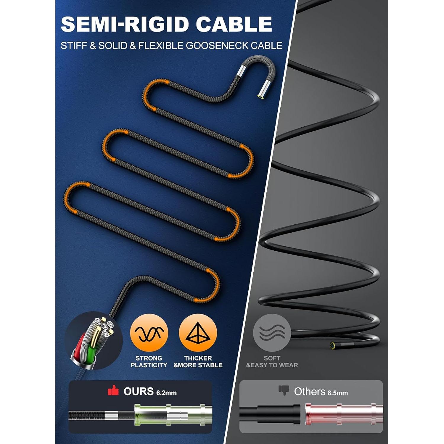 Borescopio Articulado GearView 5" 1080P IP67 Luz LED 6.2mm