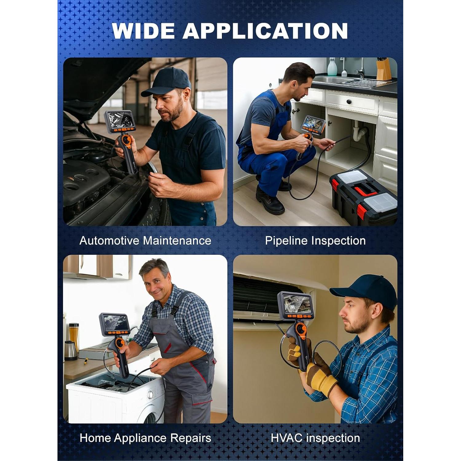 Borescopio Articulado GearView 5" 1080P IP67 Luz LED 6.2mm