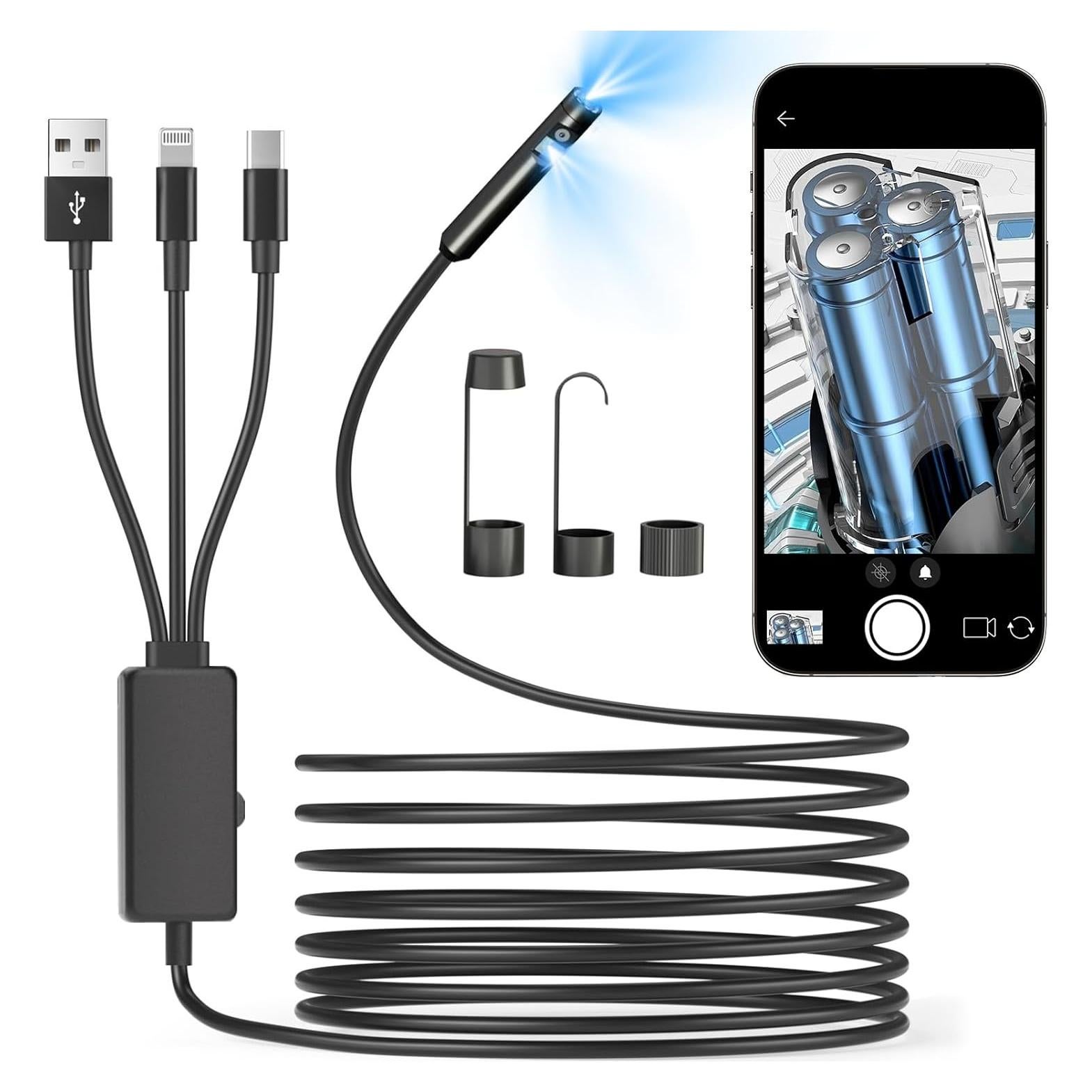 Cámara Endoscopio Doble Lente WOVTE 1920P 5m IP67