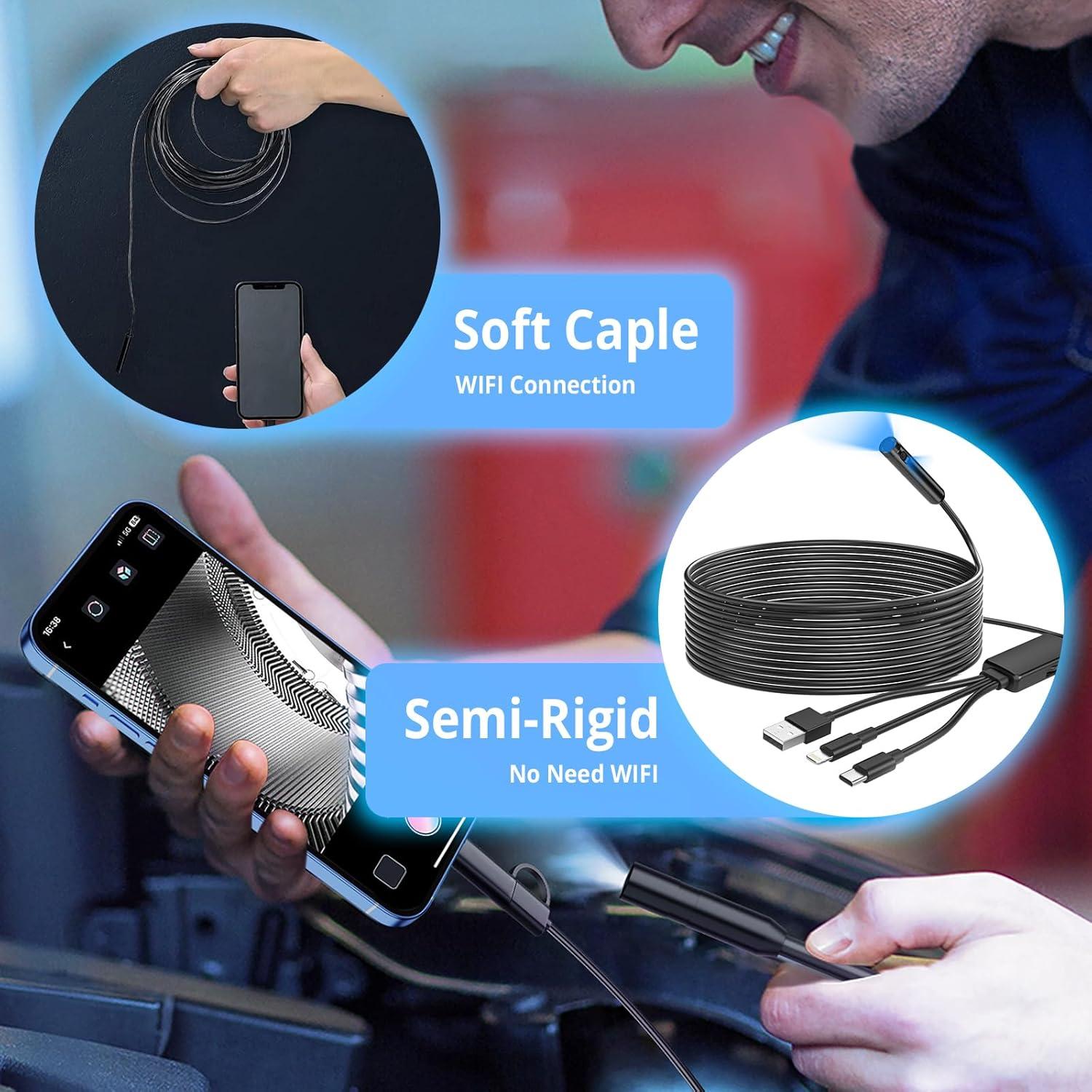 Cámara Endoscopio Doble Lente WOVTE 1920P 5m IP67