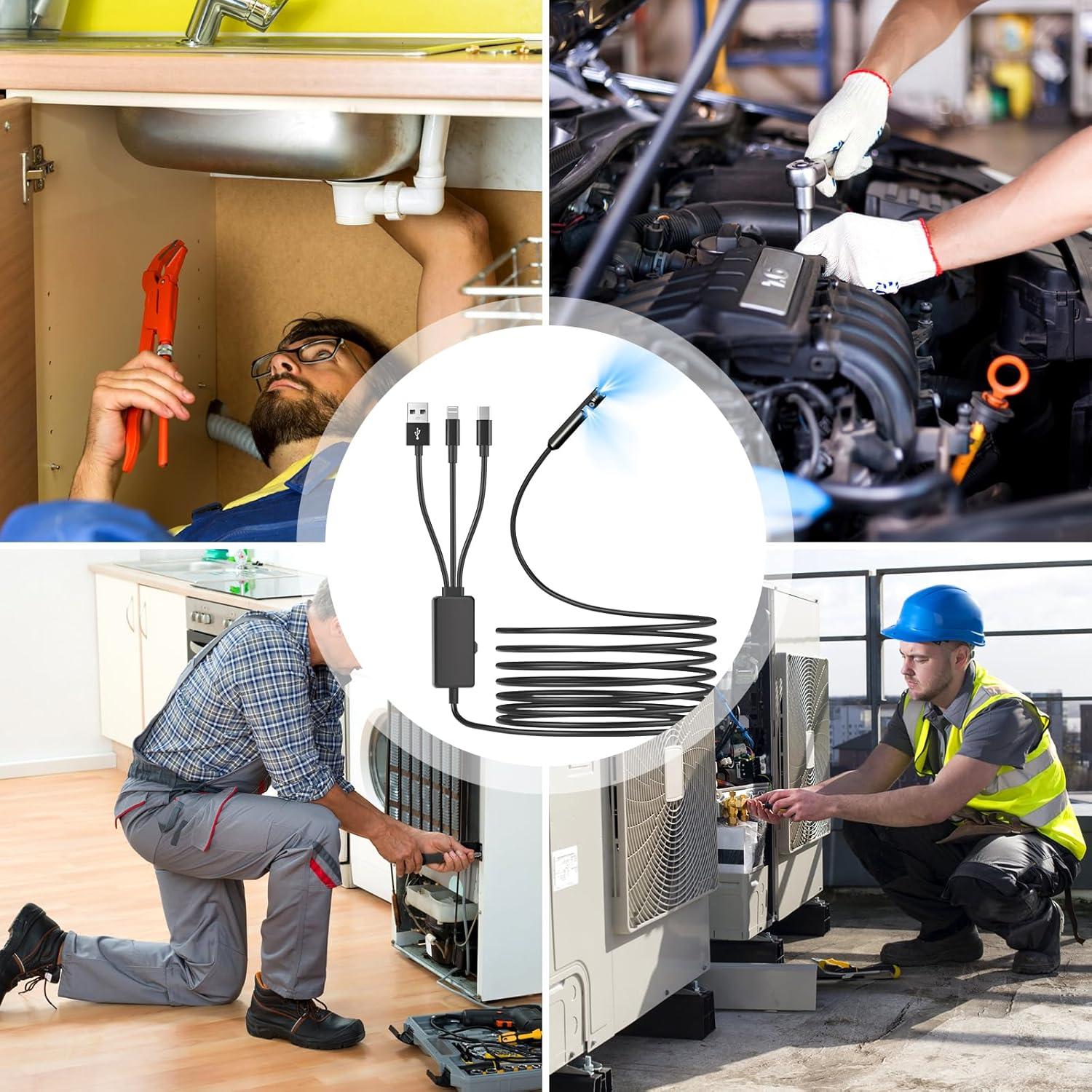 Cámara Endoscopio Doble Lente WOVTE 1920P 5m IP67