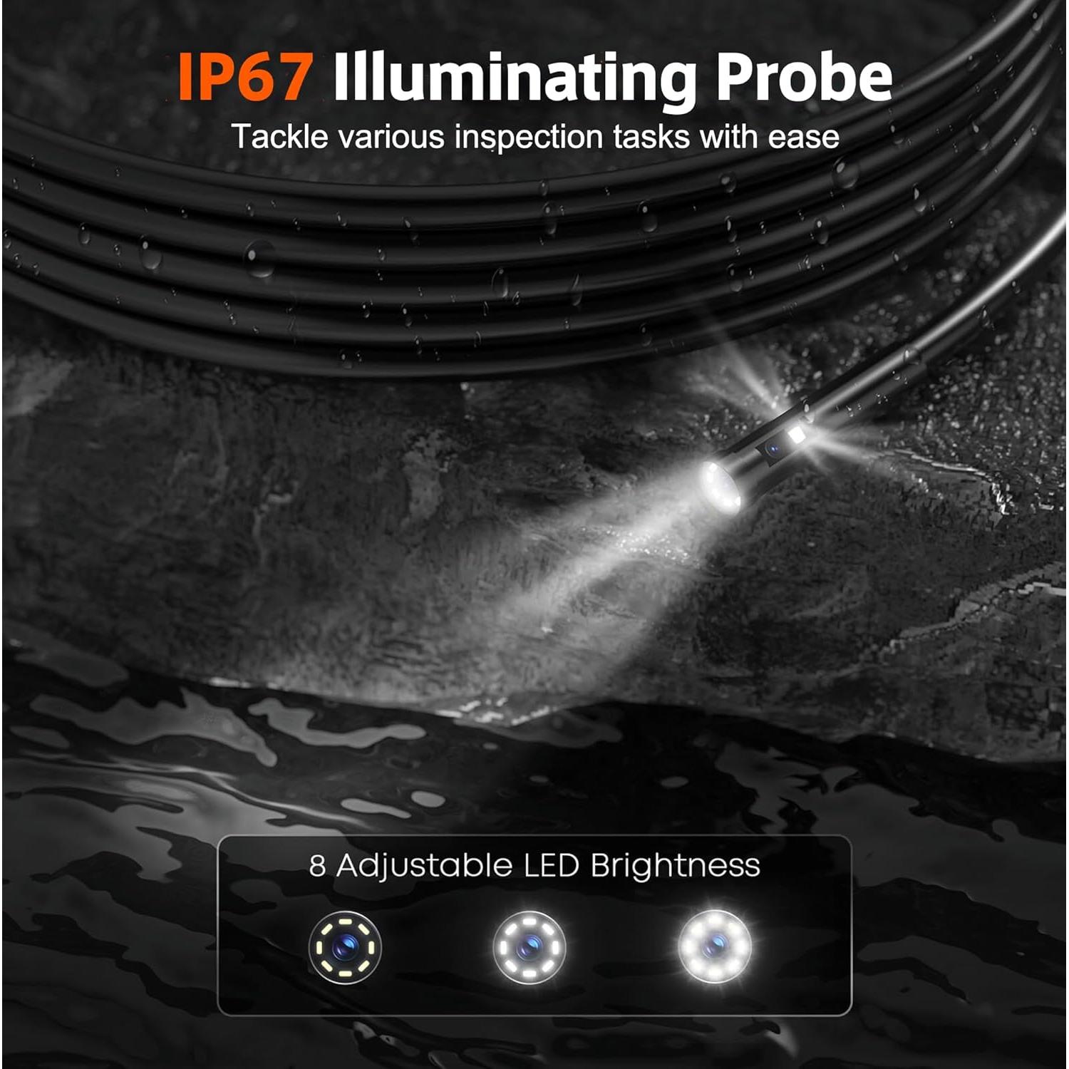 Cámara Endoscópica TURN RAISE 15m HD 1080P con Pantalla IPS