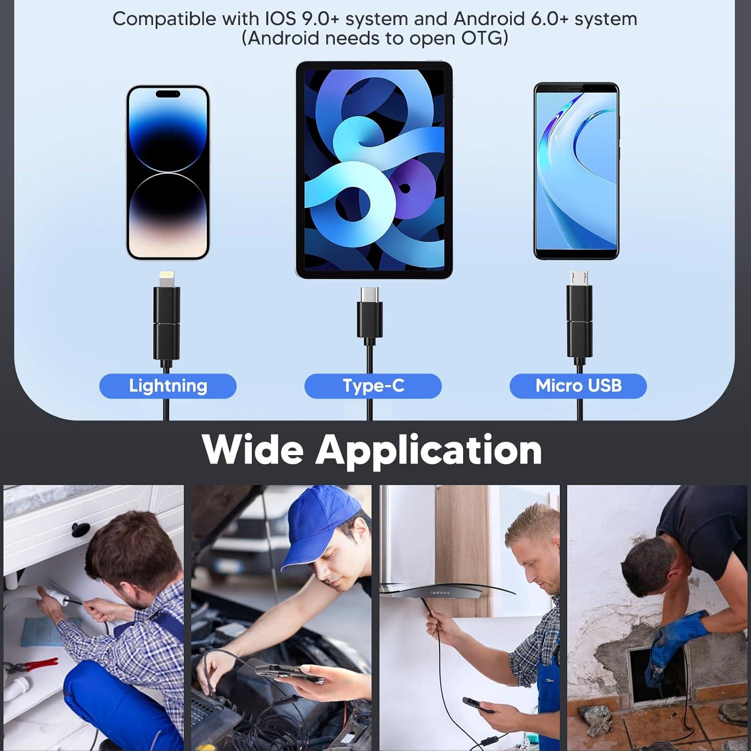 Endoscopio Borescope BlueFire 3.5m IP67 con 9 LED Ajustables