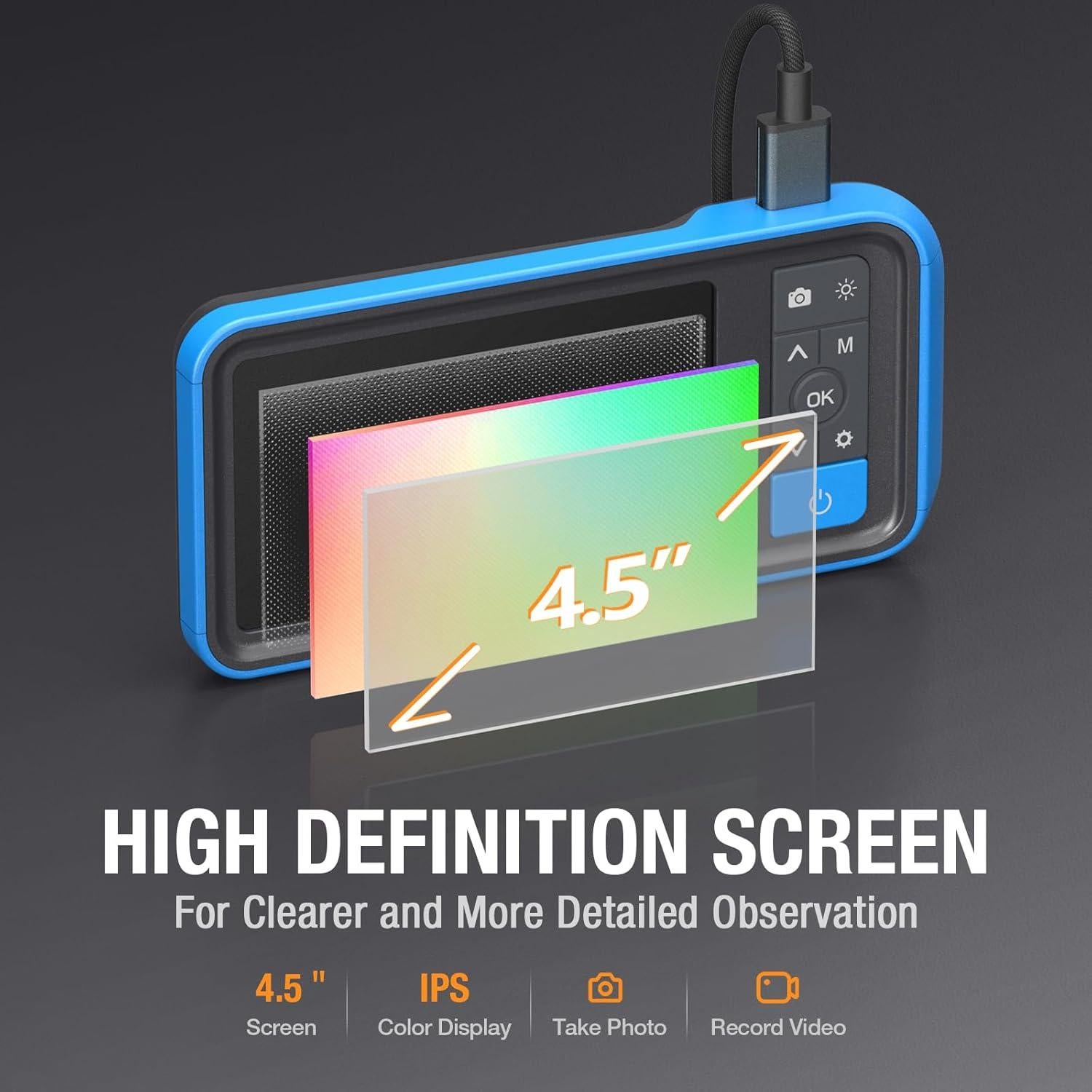 Borescope Teslong NTG200H 0.5cm con Pantalla 4.5" y Luz LED