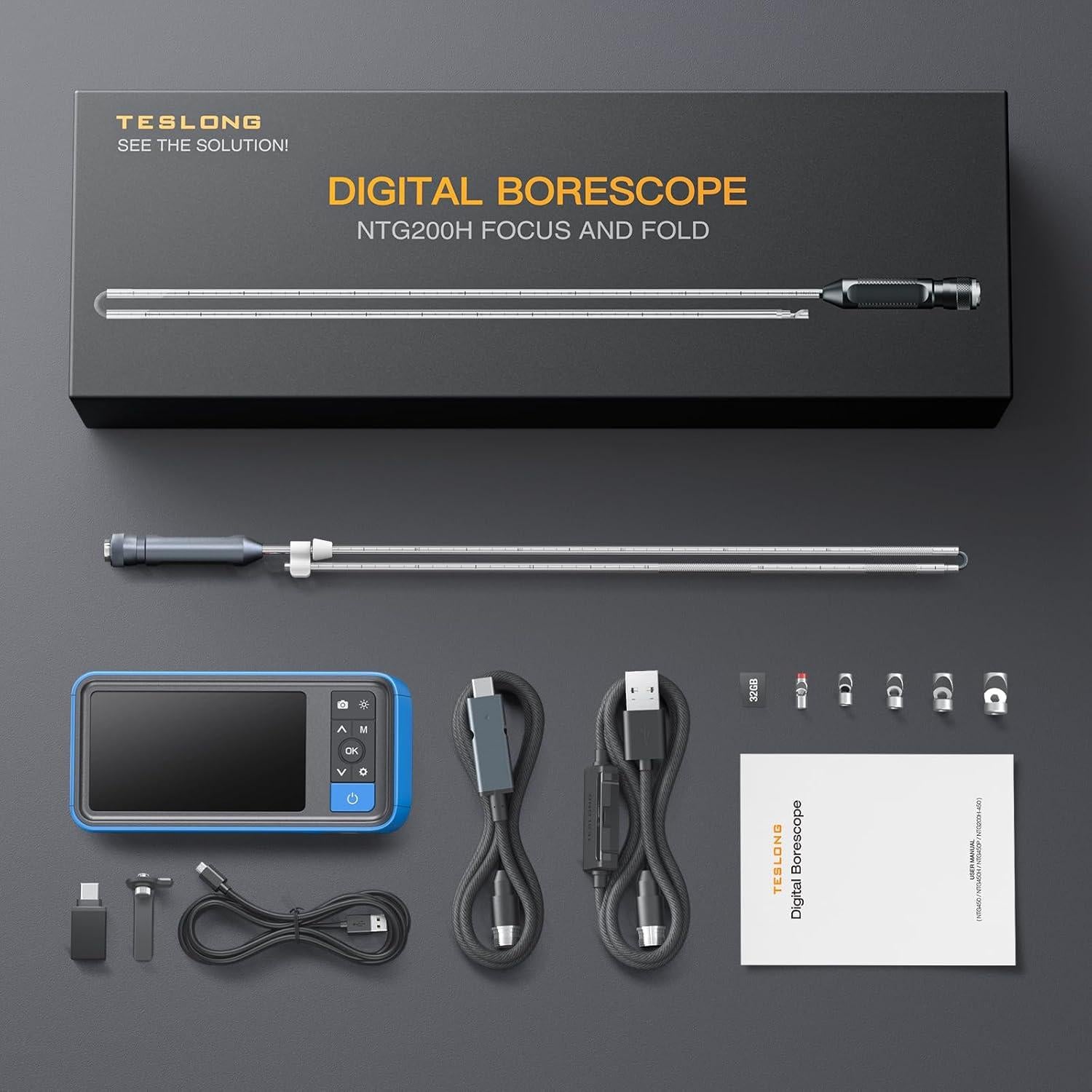 Borescope Teslong NTG200H 0.5cm con Pantalla 4.5" y Luz LED