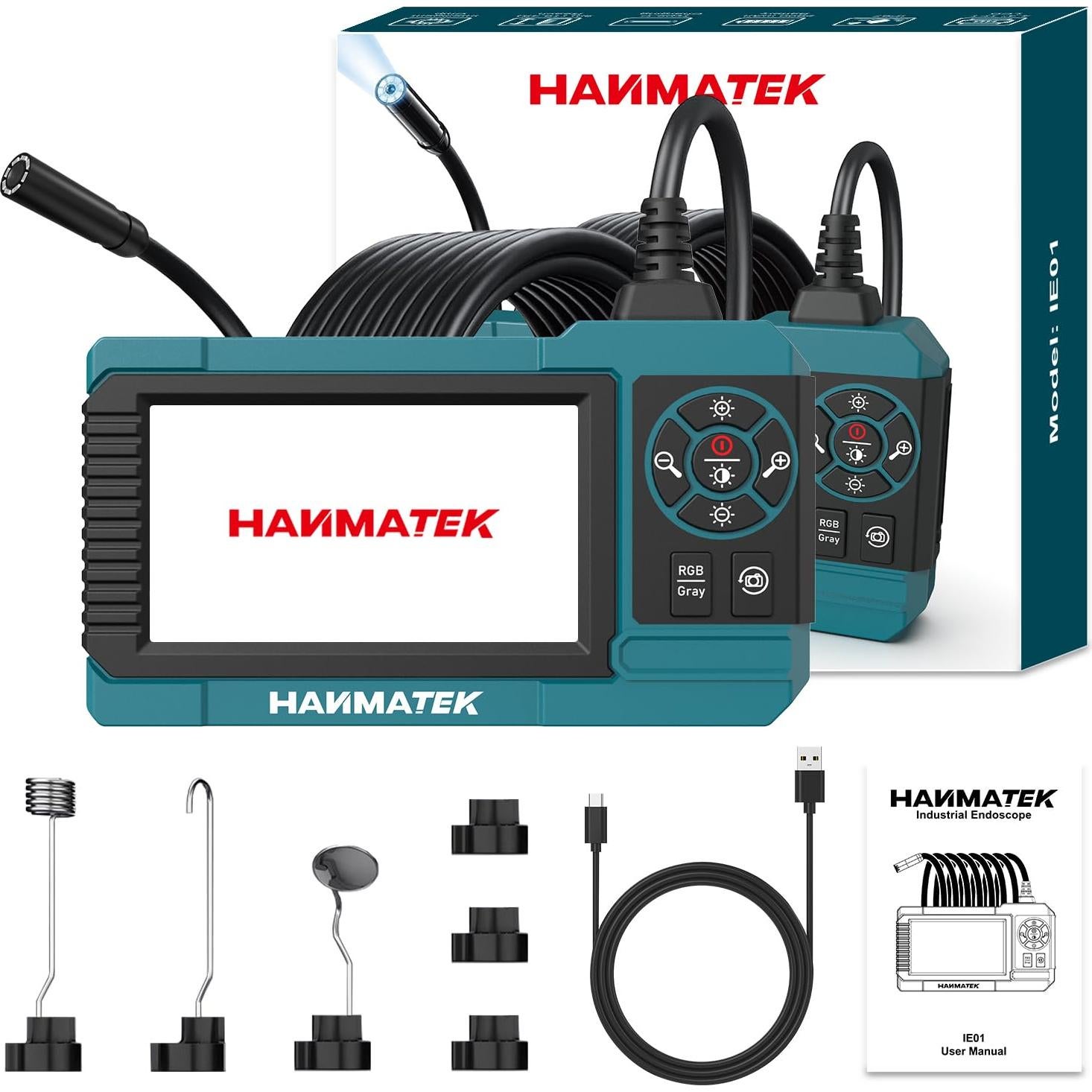 Endoscopio Industrial HANMATEK IE01 4.3" Pantalla TFT 5m IP67
