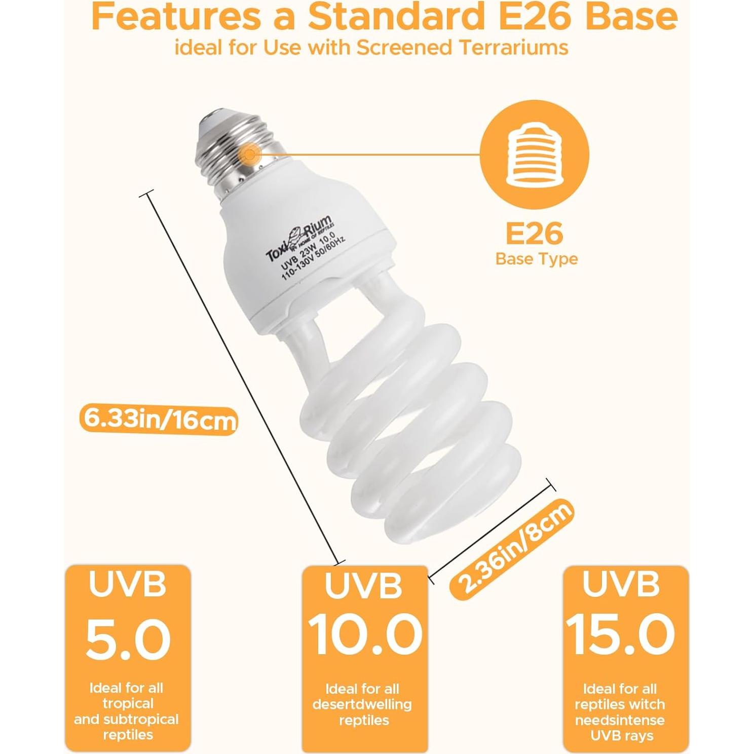Lámparas UVB 5.0 ToxiRium 13W para Reptiles - 2 Pack