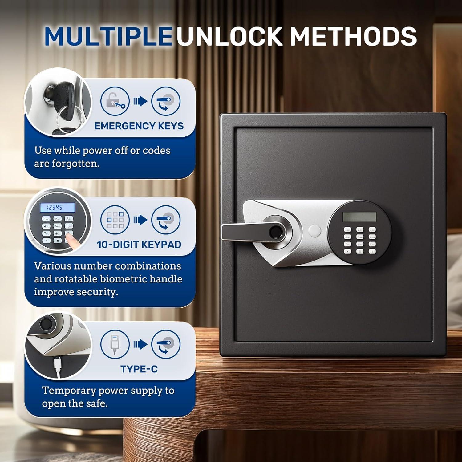 Caja Fuerte Biométrica BlackSmith 1.8 Pies Cúbicos con Alarma