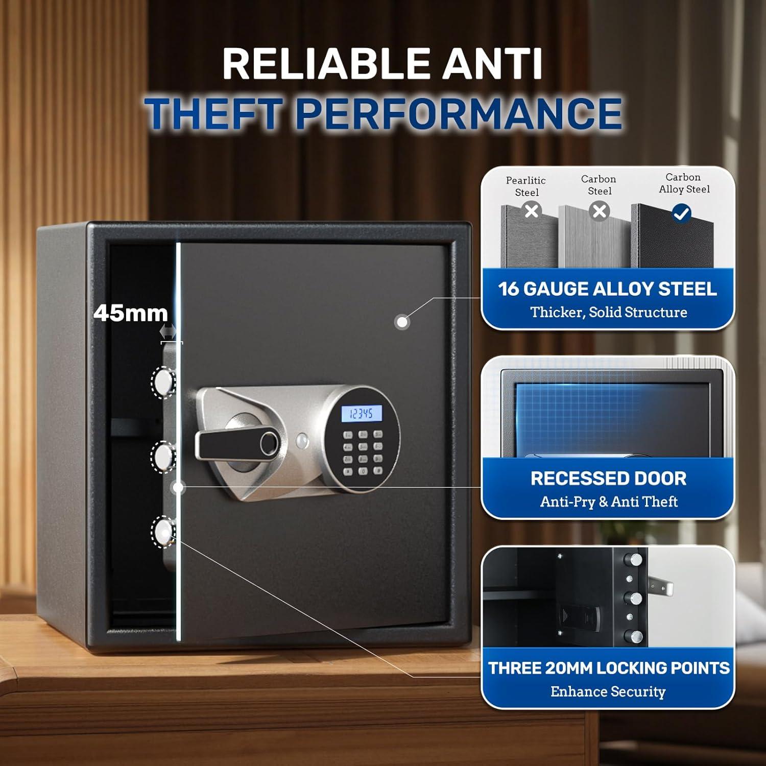 Caja Fuerte Biométrica BlackSmith 1.8 Pies Cúbicos con Alarma