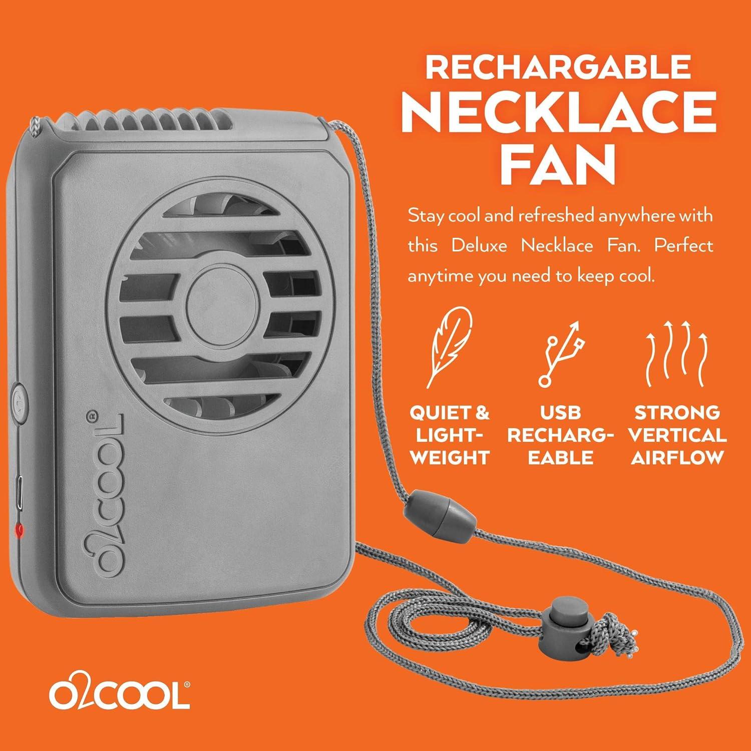 Ventilador Personal O2COOL Recargable 3 Velocidades Gris