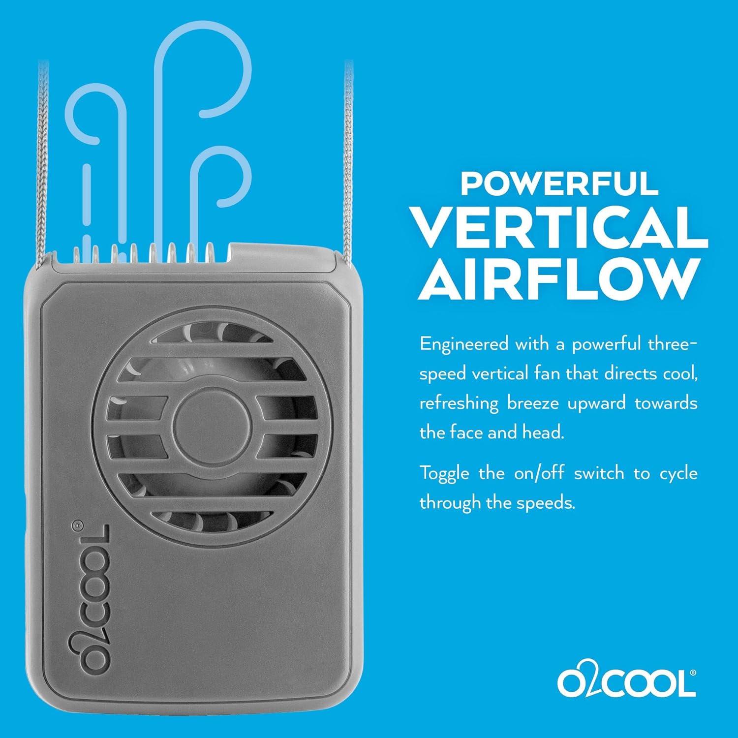 Ventilador Personal O2COOL Recargable 3 Velocidades Gris