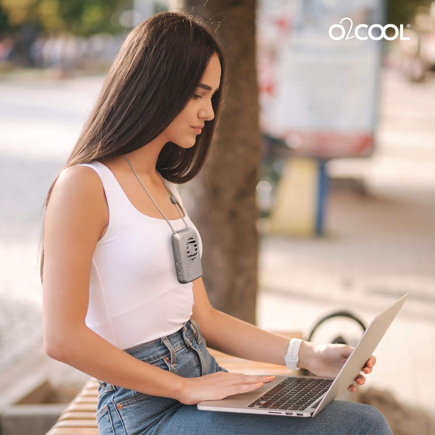 Ventilador Personal O2COOL Recargable 3 Velocidades Gris