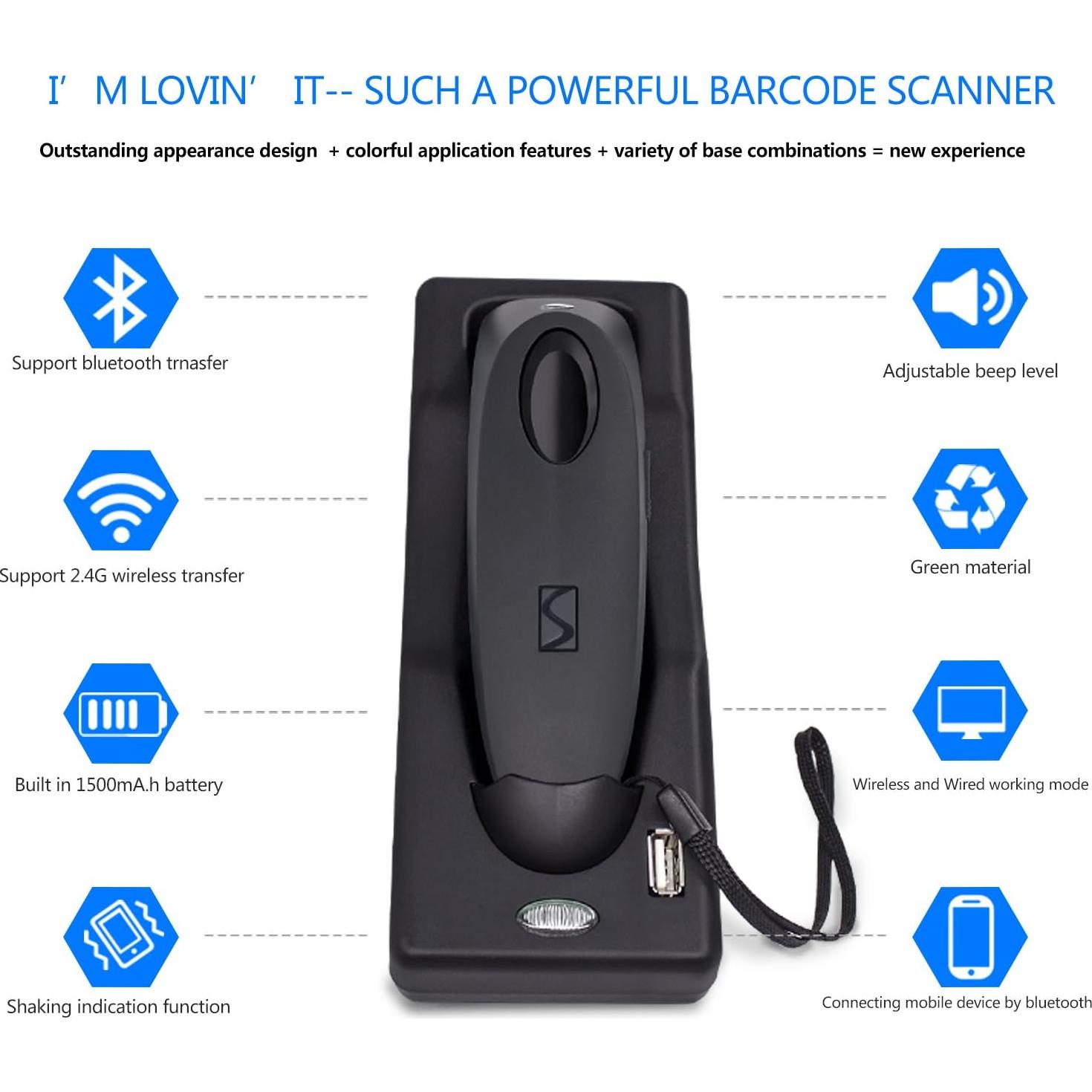 Escáner de Código de Barras Bluetooth 2D Ganao NA-R40-2D