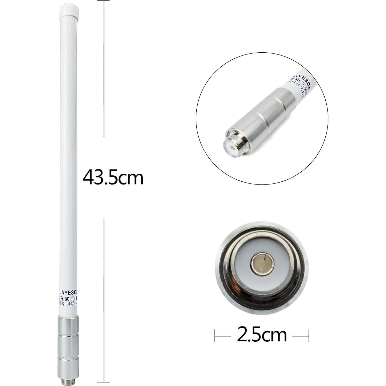 Antena VHF de Fibra de Vidrio 43.18 cm Quanzhou 136-174 MHz