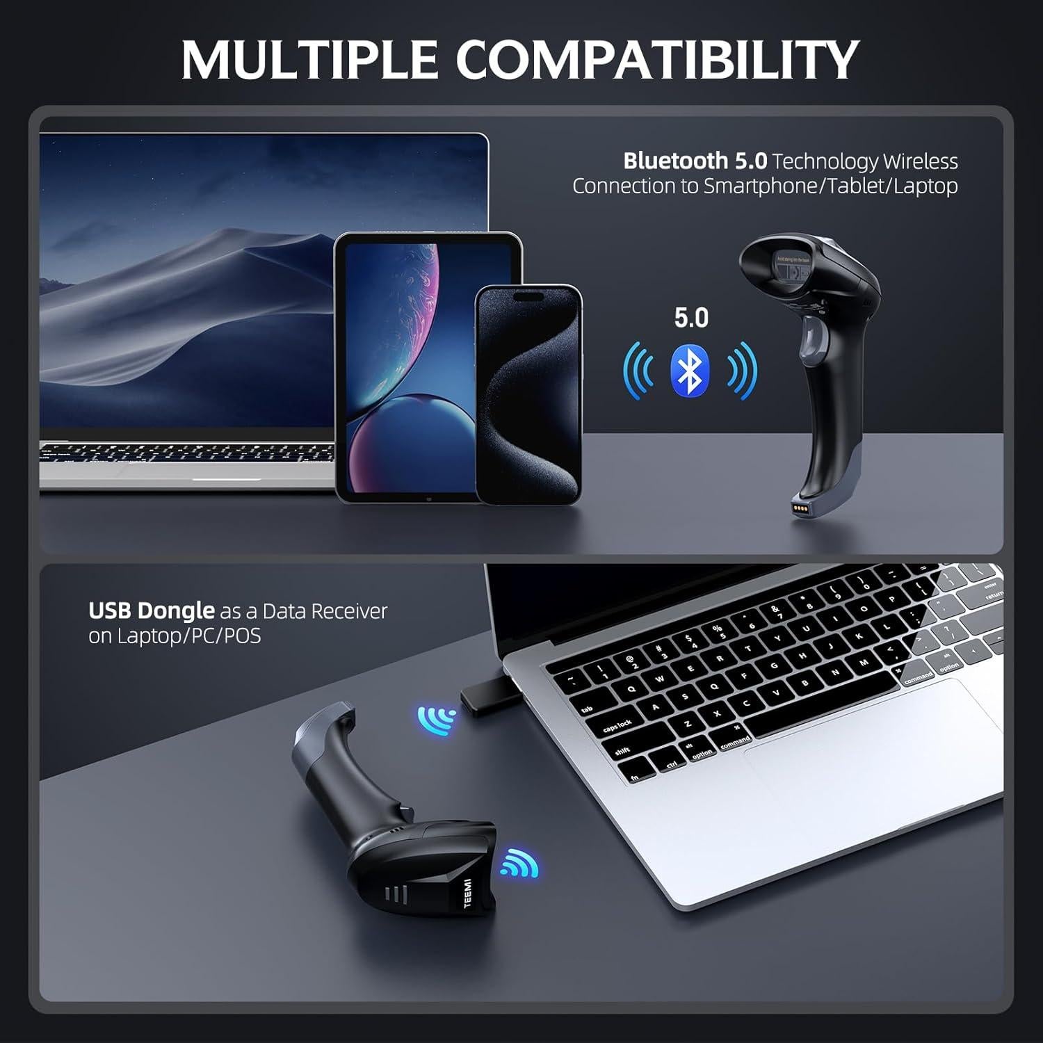 Escáner de Código de Barras Bluetooth TEEMI TMSL-56 1D 2D