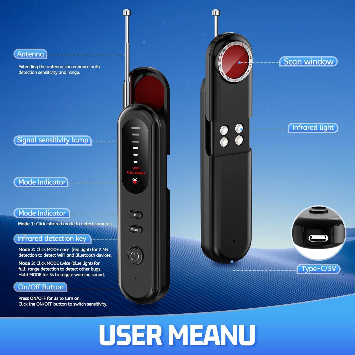 Detector de Cámara Oculta EVESKY con 5 Niveles de Sensibilidad