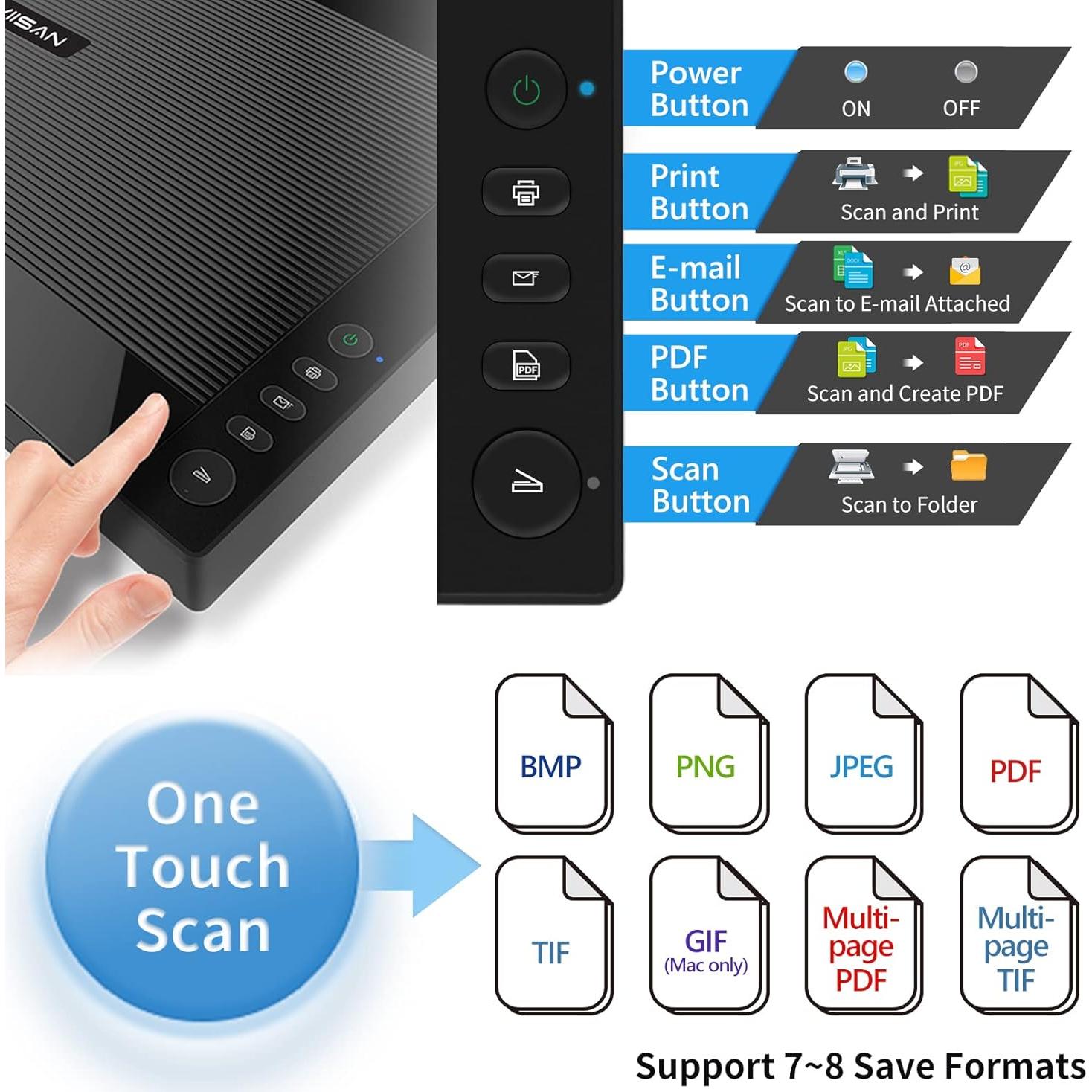 Escáner de Cama Plana A3 VIISAN 3120 1200 DPI Automático