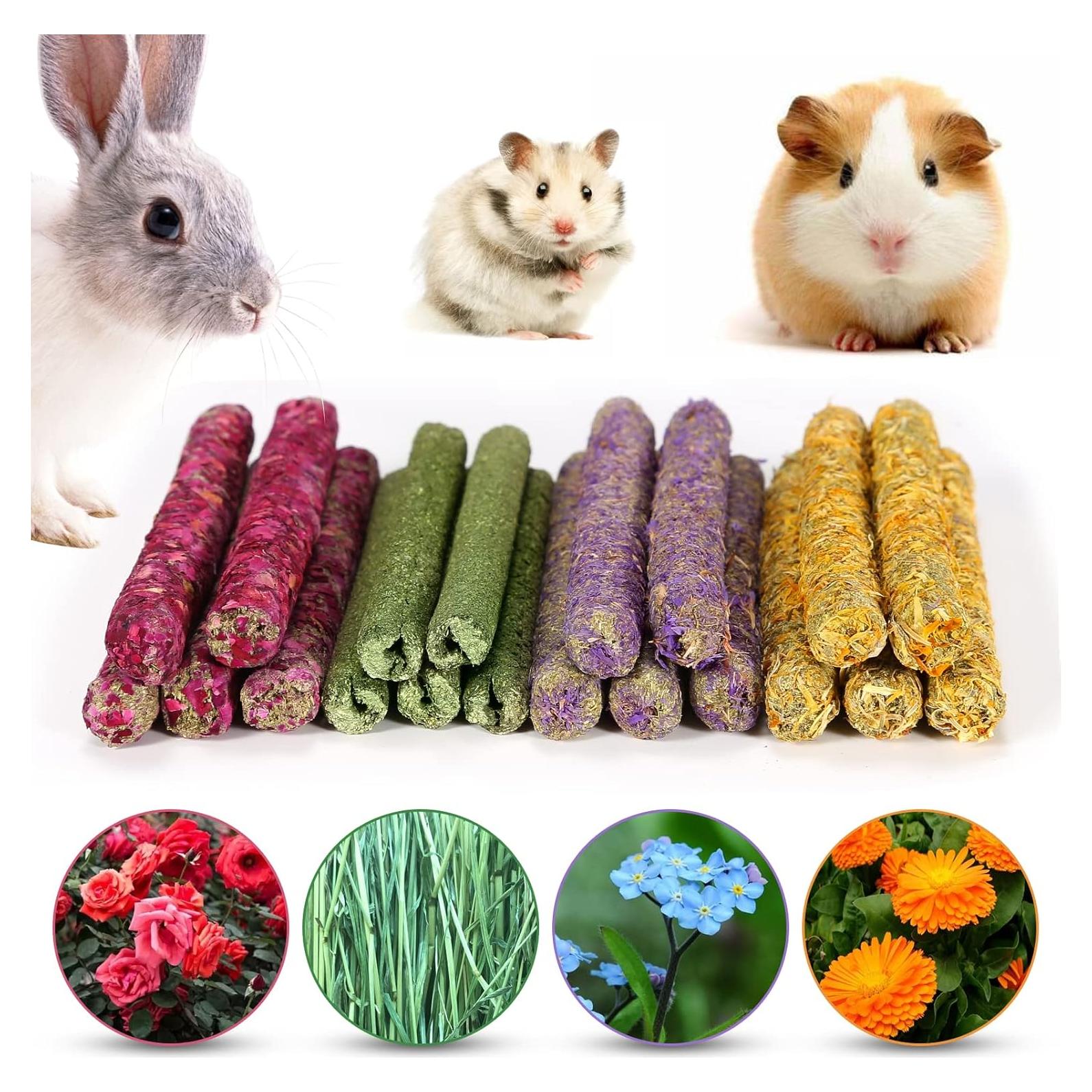 Juguetes de Masticar para Conejos PStarDMoon - 20 Palitos de Heno