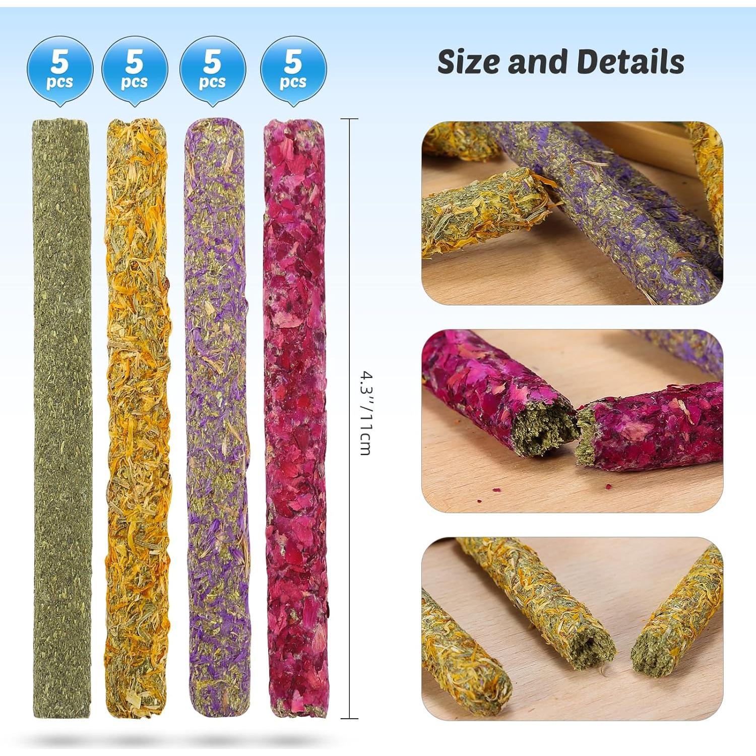 Juguetes de Masticar para Conejos PStarDMoon - 20 Palitos de Heno