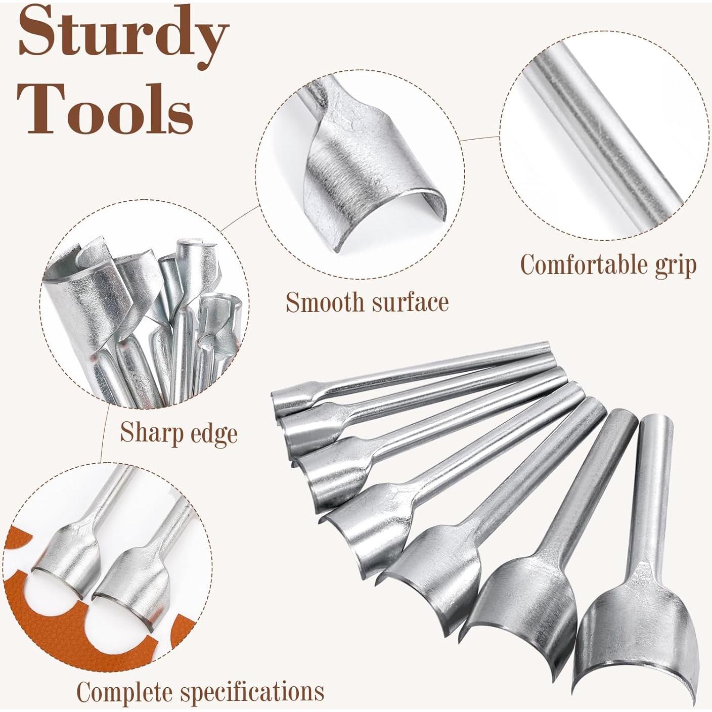 Caydo 7 Piezas Herramientas de Cuero Media Redonda 10-40mm