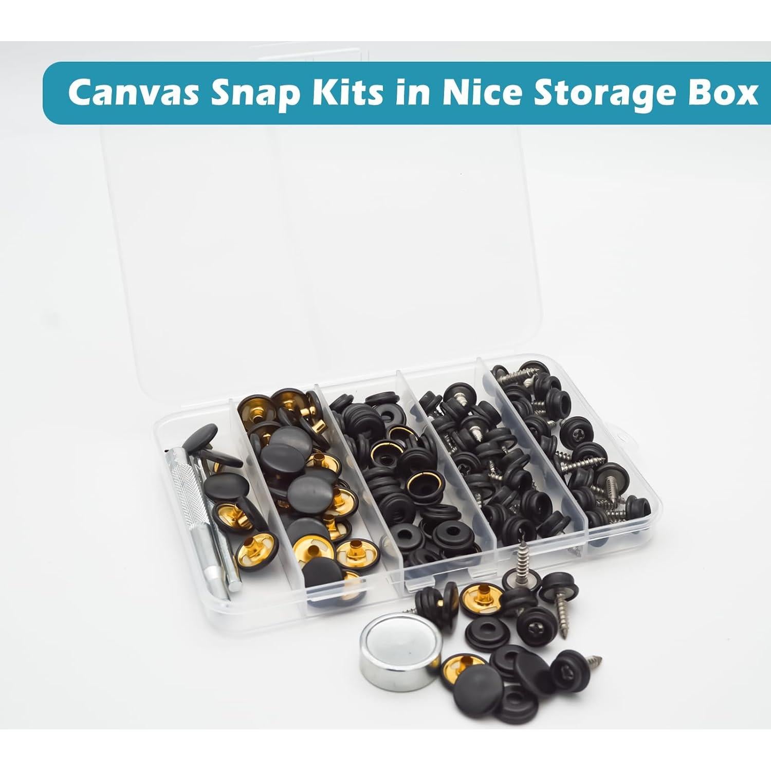 Kit de Botones de Lona Hoeine HE - 40 Juegos de Acero Inoxidable