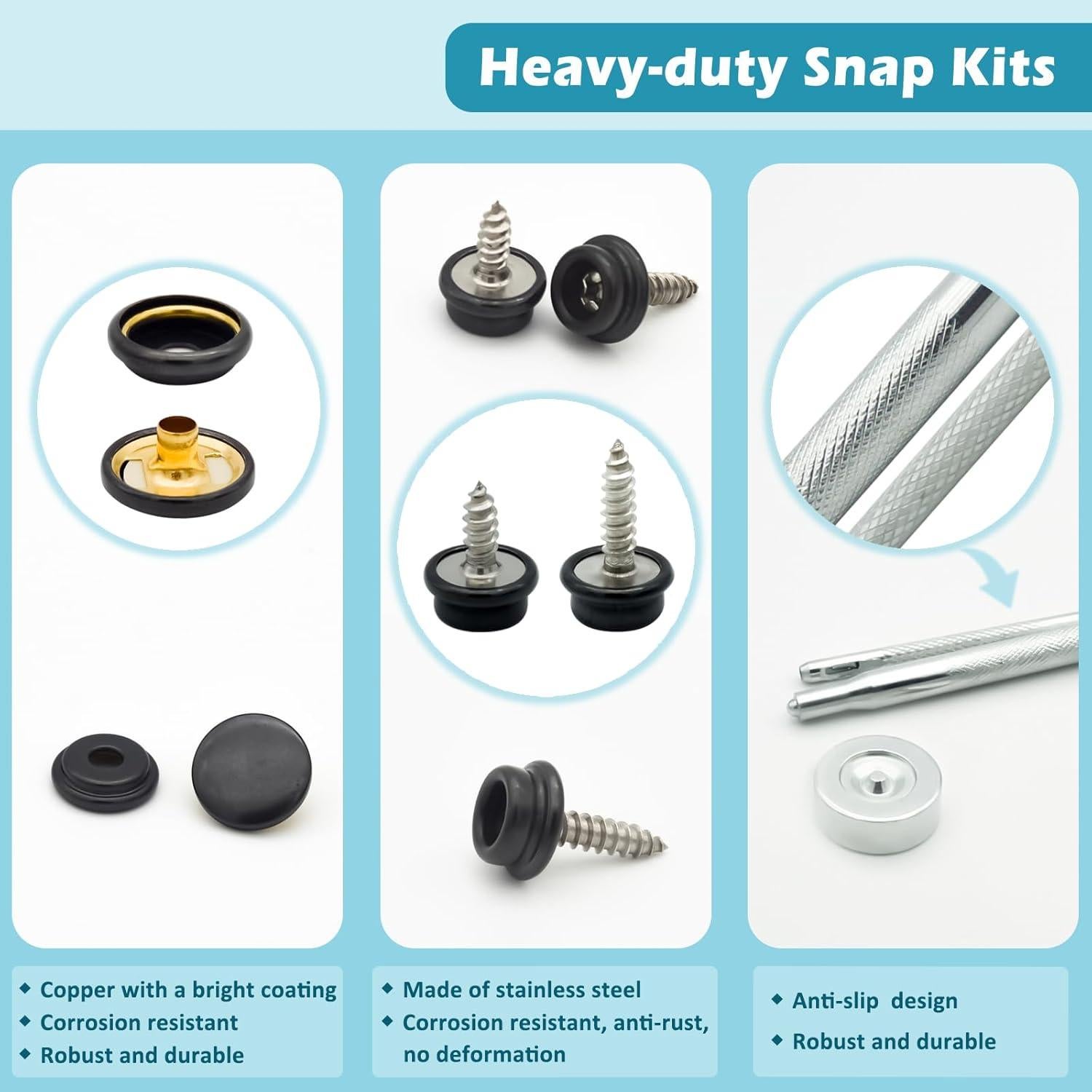 Kit de Botones de Lona Hoeine HE - 40 Juegos de Acero Inoxidable